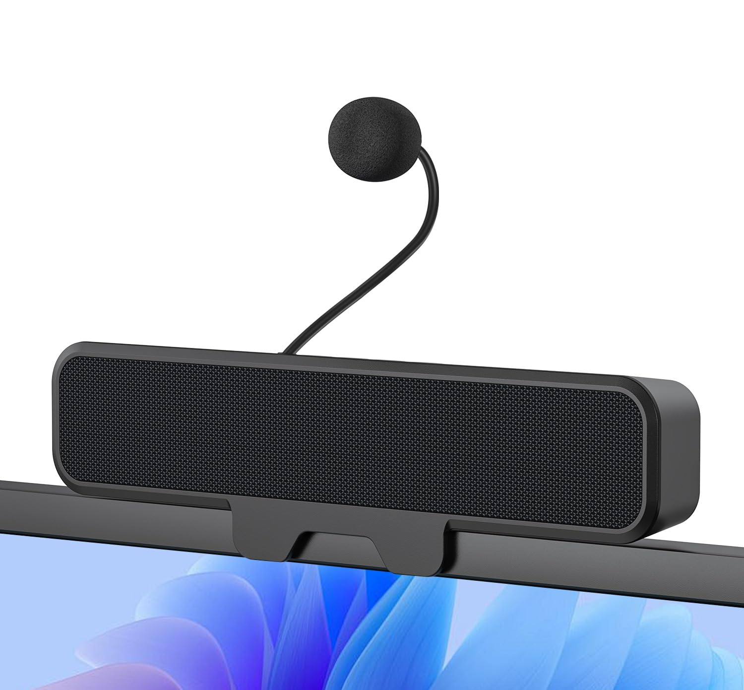 Computer Speakers with Microphone for Desktop PC, USB Monitor Speakers with Clip, Wired Laptop Sound Bar, Stereo & Bass, PC Spea