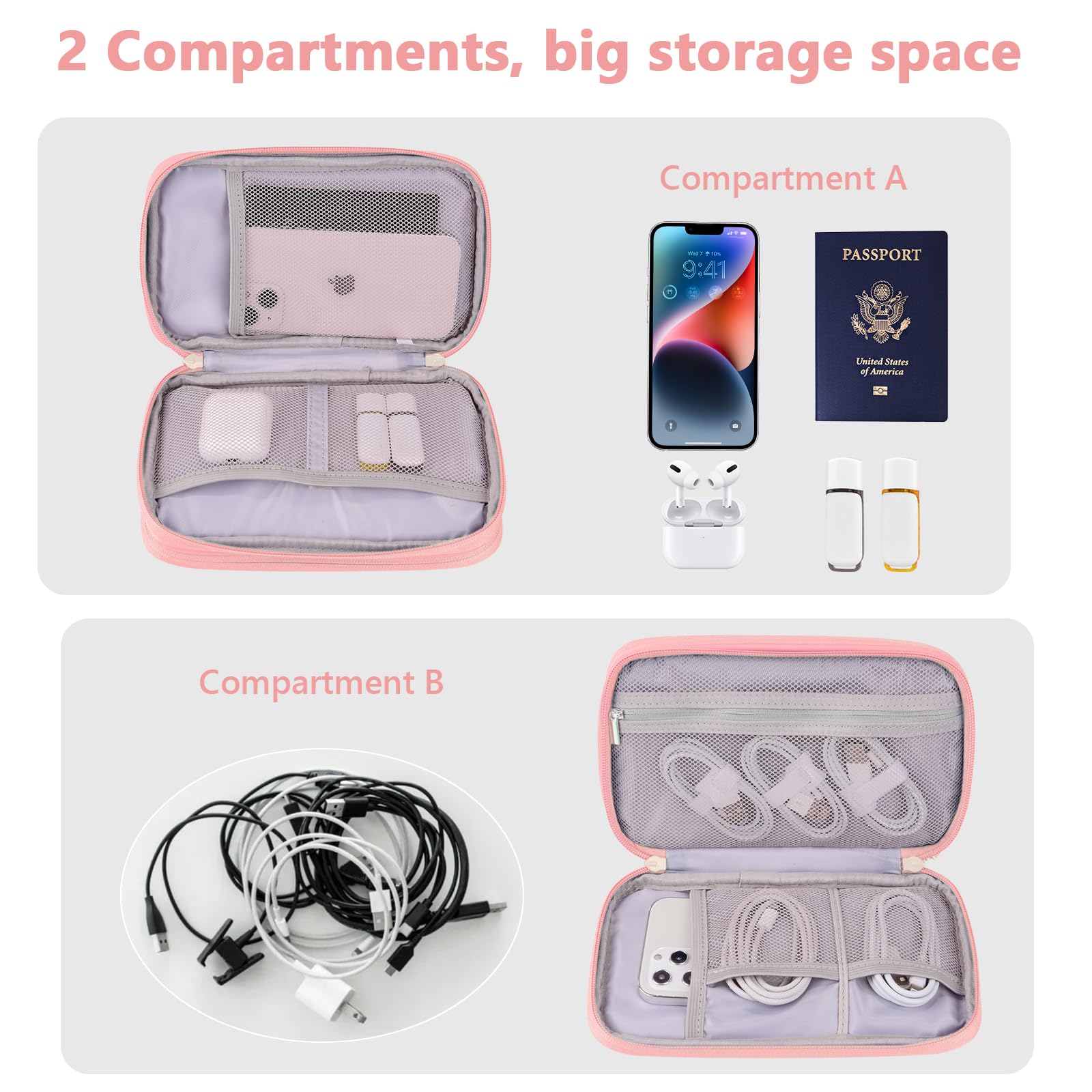 Ddgro Power Bank Pouch Cables Organizer For Traveling Organize And Storage Electronics Accessories Cords Iphone Earphones Cards