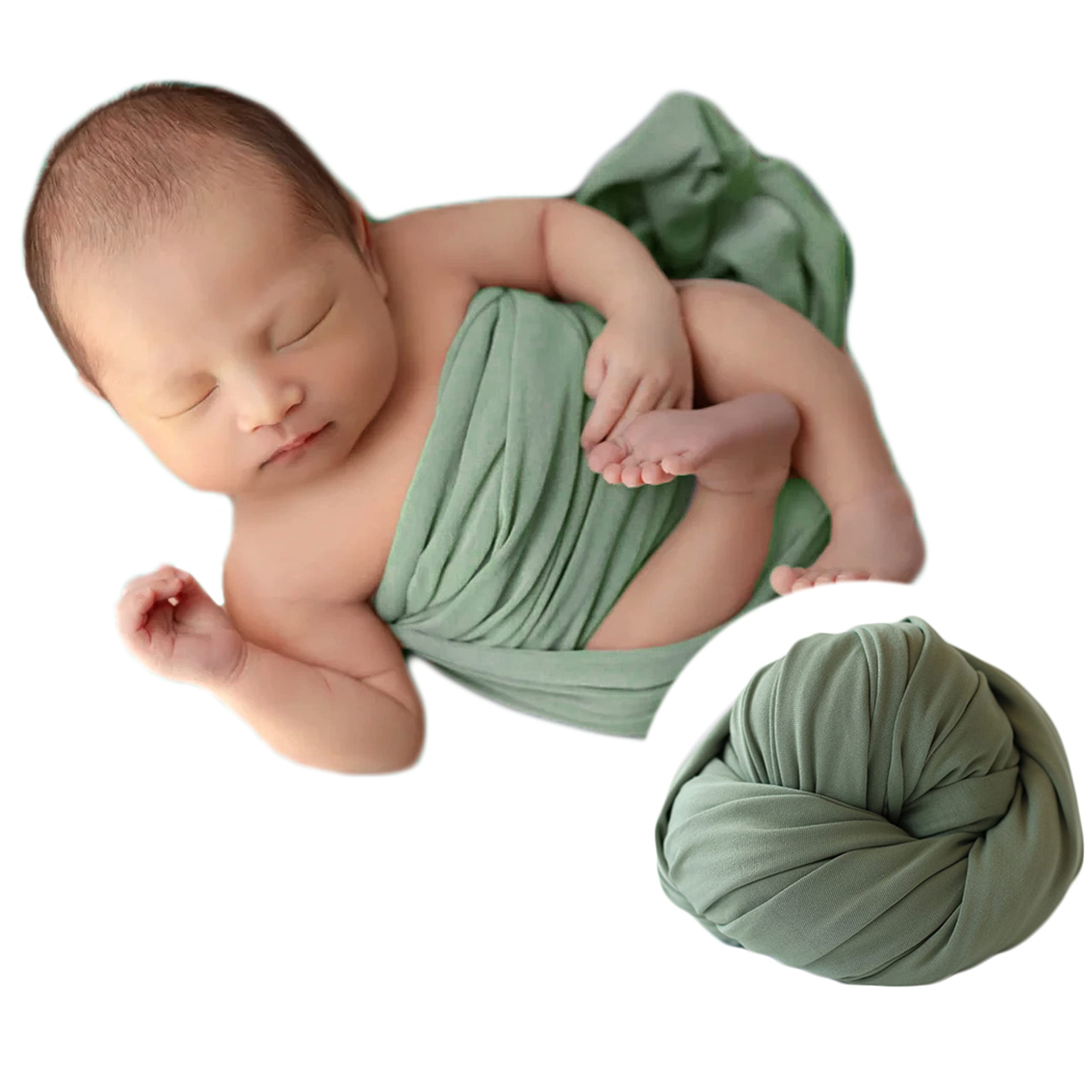 Zeroest Newborn Photography Stretch Wrap Boy Girl Baby Wraps Photography Props Baby Photo Prop Stretch Blanket For Baby (Green)