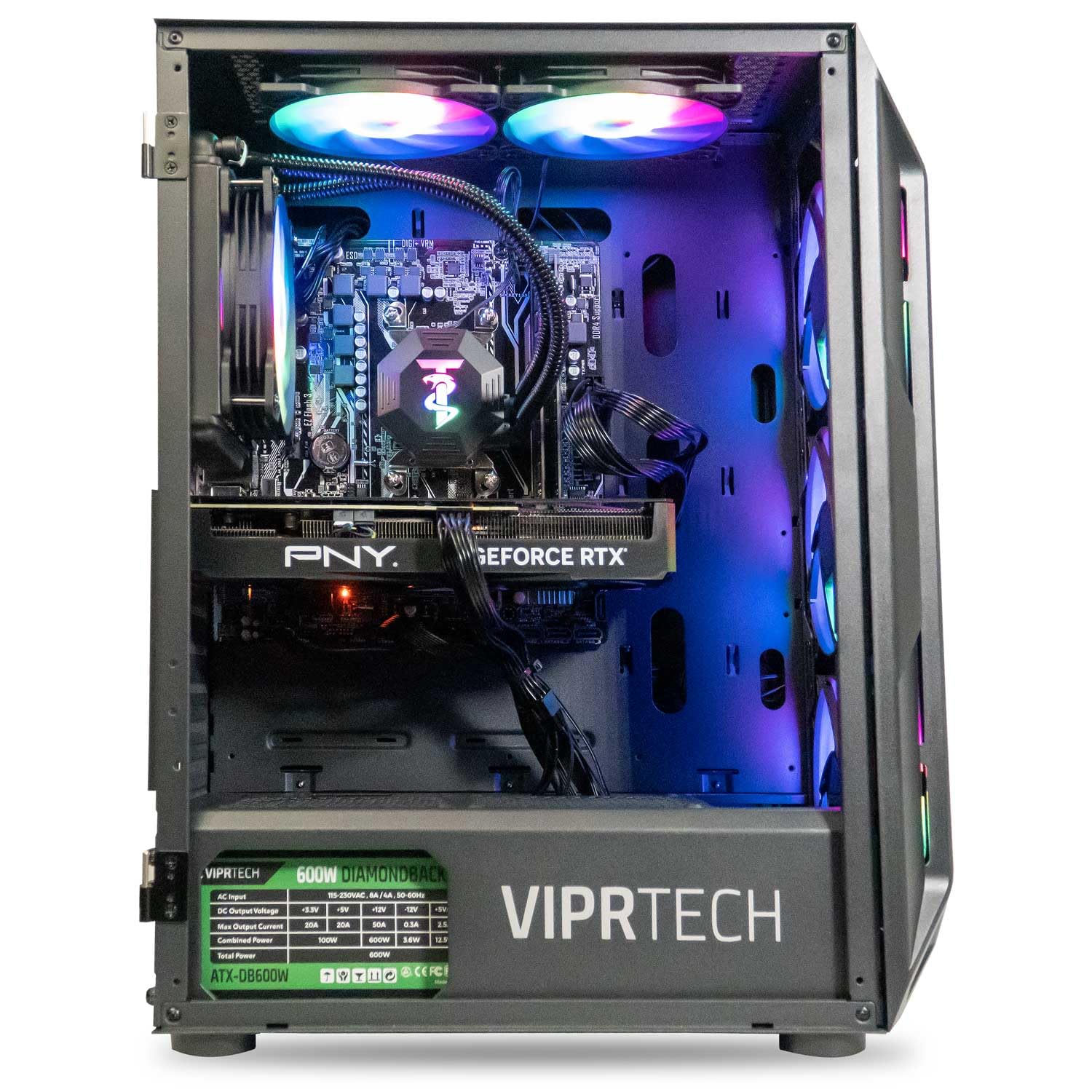 Viprtech Overlord Liquid Cooled Pc   Amd Ryzen 5 5600X (12 Lcore 4.6Ghz), Rtx 4070 12Gb, 32Gb Ddr4 3200 Ram, 1Tb Nvme Ssd, 800W