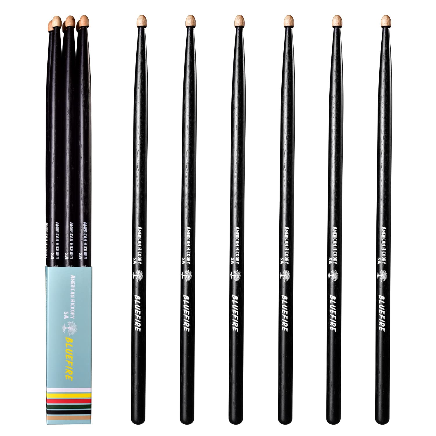 6 Sticks/3 Pairs Black Color 5A Drumsticks,Classic 5A Drum Sticks,Hickory Drumsticks With Acorn Tips,For Acoustic Or Electronic