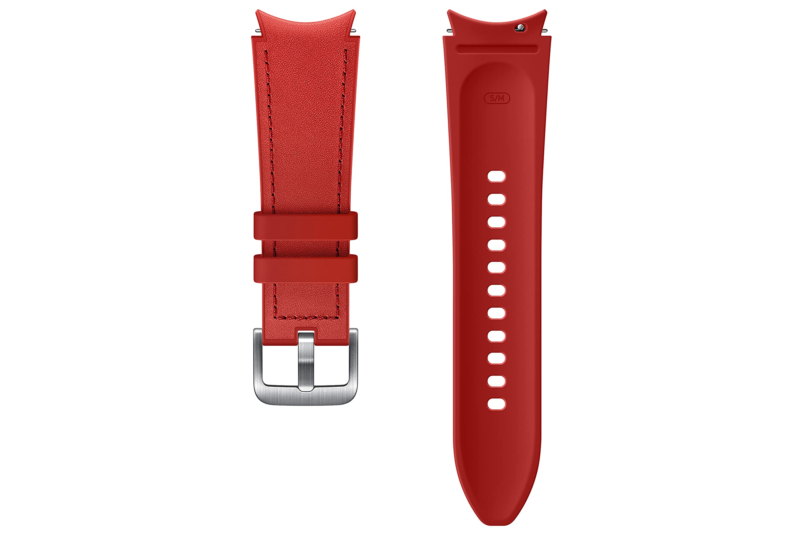 Samsung Hybrid Leather Silicone Watch Band Strap Small/Medium, For Galaxy Watch 4 And Galaxy Watch 4 Classic (Us Version),Red