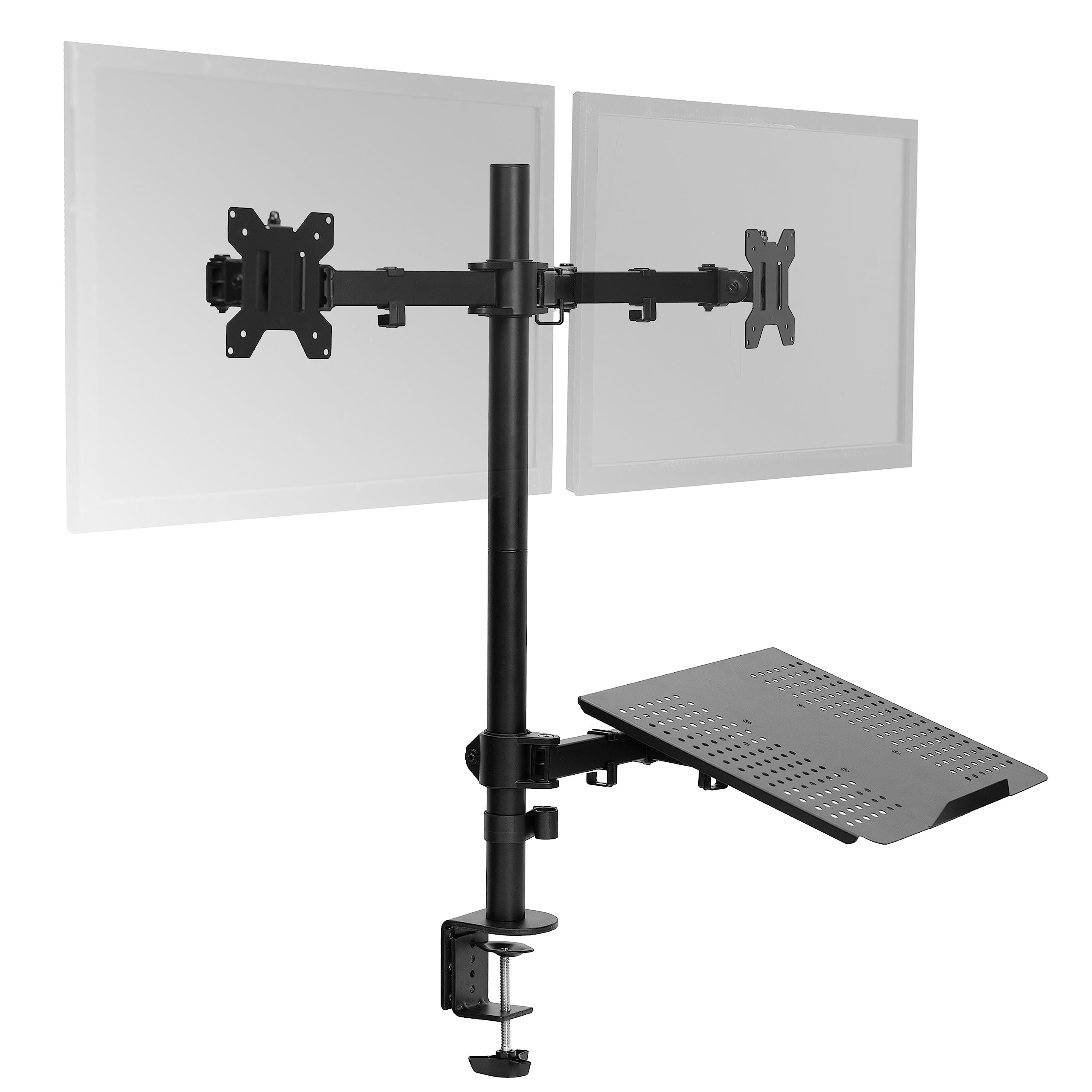 VIVO Laptop and Dual 13 to 27 inch LCD Monitor Stand up Desk Mount, Tall Adjustable Stand, Fits Laptops up to 17 inches, Black, STAND V012J