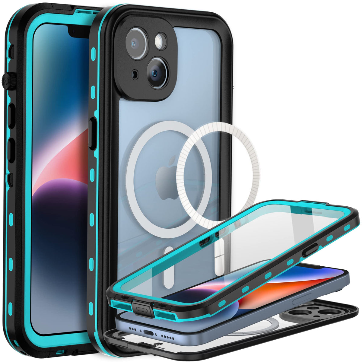 Beastek Iphone 14 Plus Waterproof Case, Tre Series Magsafe Shockproof Dustproof Ip68 Case With Built In Screen Protector And Mag