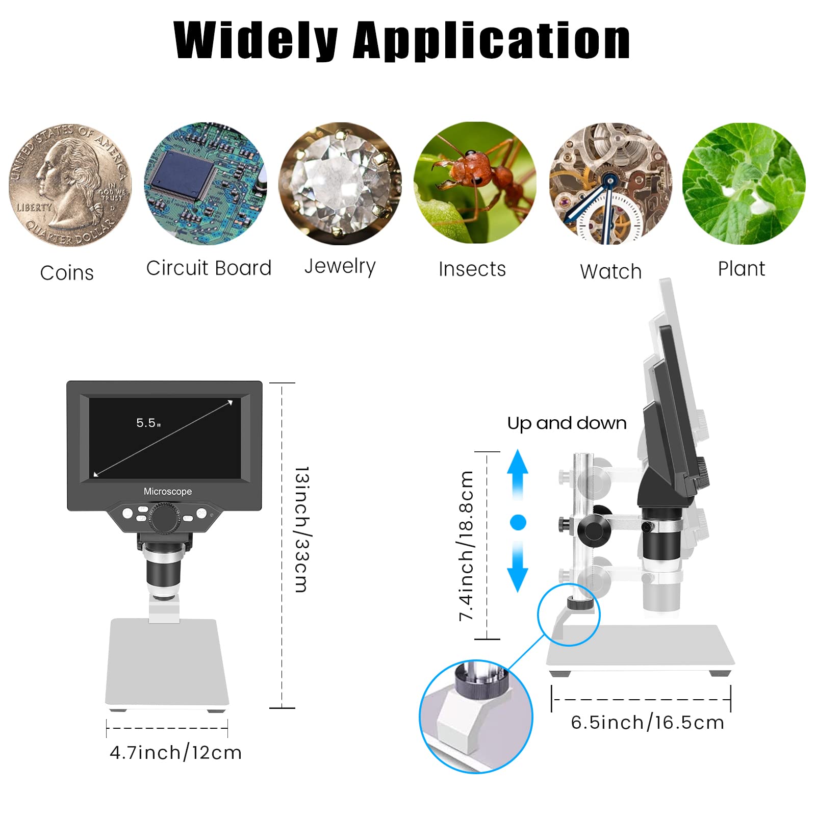 Coin Microscope,5.5'' Lcd Digital Usb Microscope With 32G Tf Card,Micsci Coin Magnifier 1000X 1080P Handheld Video Camera,Pc Vie
