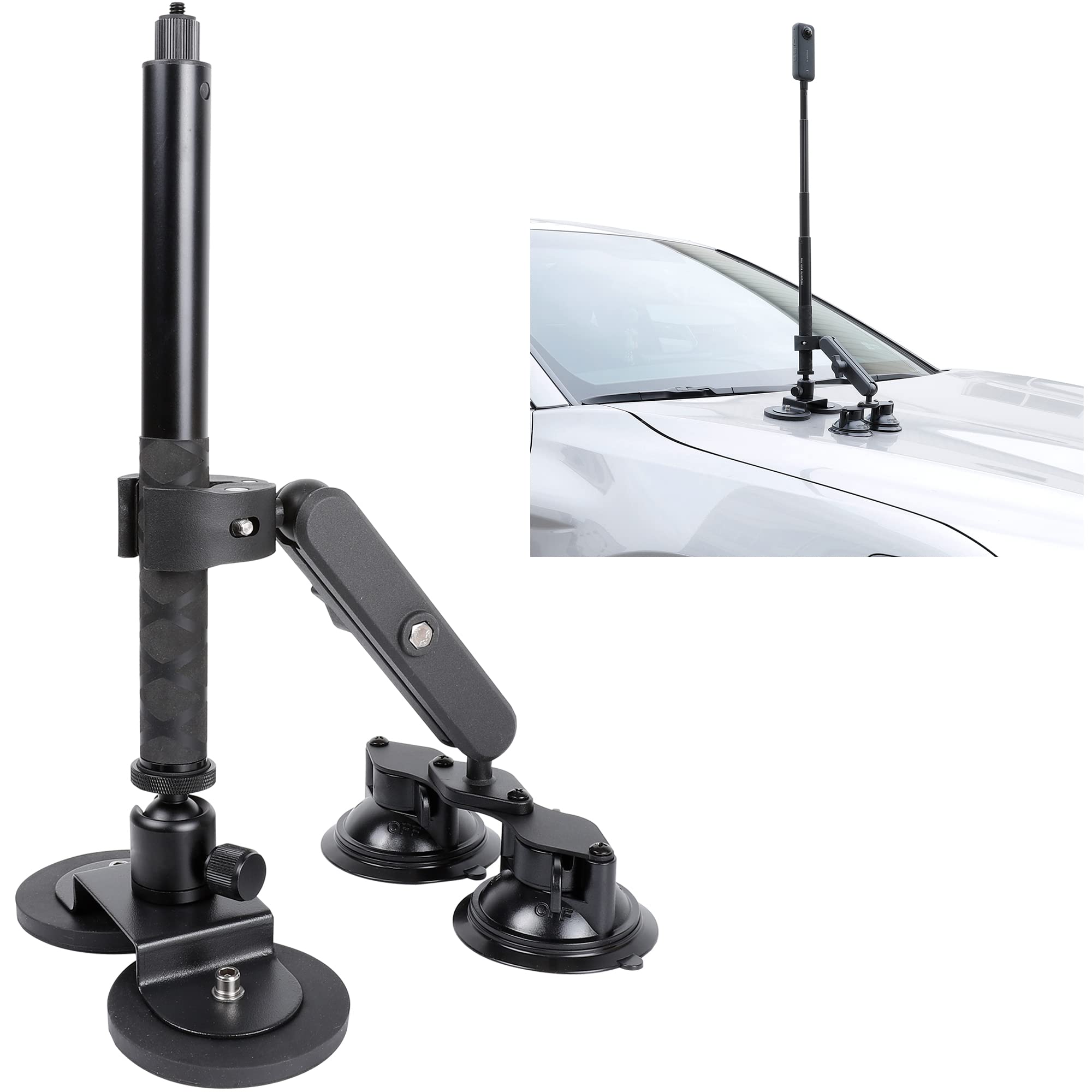 Pellking Car Mount Kit For Insta360 Camera, 4In1 Suction Cups Magnetic Mount With 114Cm Invisible Selfie Stick For Insta360 X4,X3,X2,X,Go 3,One Rs,R,One Rs 1 Inch 360 Camera