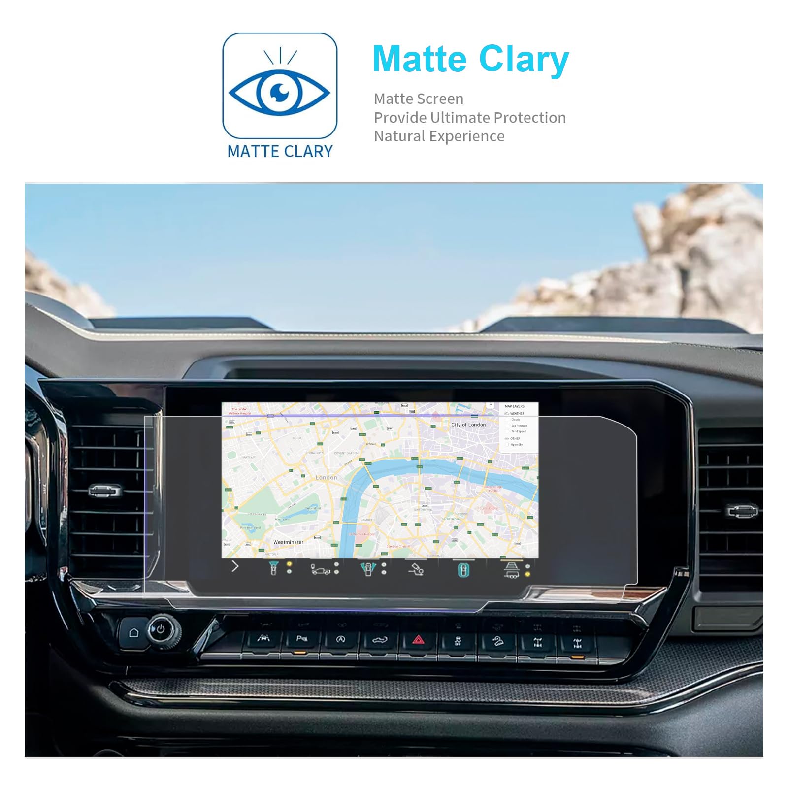 Carwiner Screen Protector For Chevy Silverado & Gmc Sierra 13.4�2022 2025 1500 2500 3500 For Chevy Silverado Anti Glare Fingerprint Navigation Protection Tempered Glass Accessories