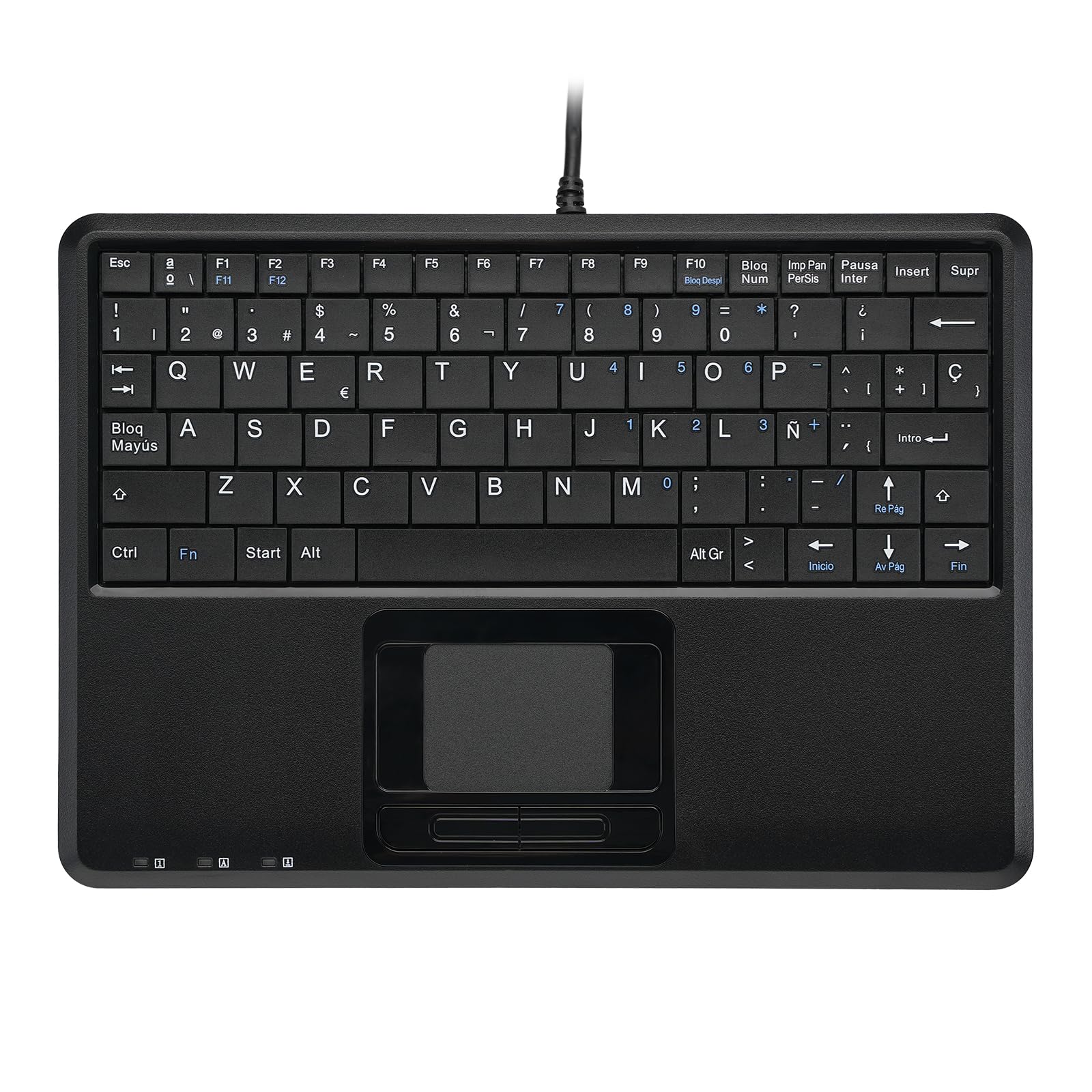 Perixx 11630 Periboard 510H Plus   Teclado Espaol   Usb Con Cable, Con Touchad Multi Gestos Integrado Y 2 Entradas Usb   Dimensi