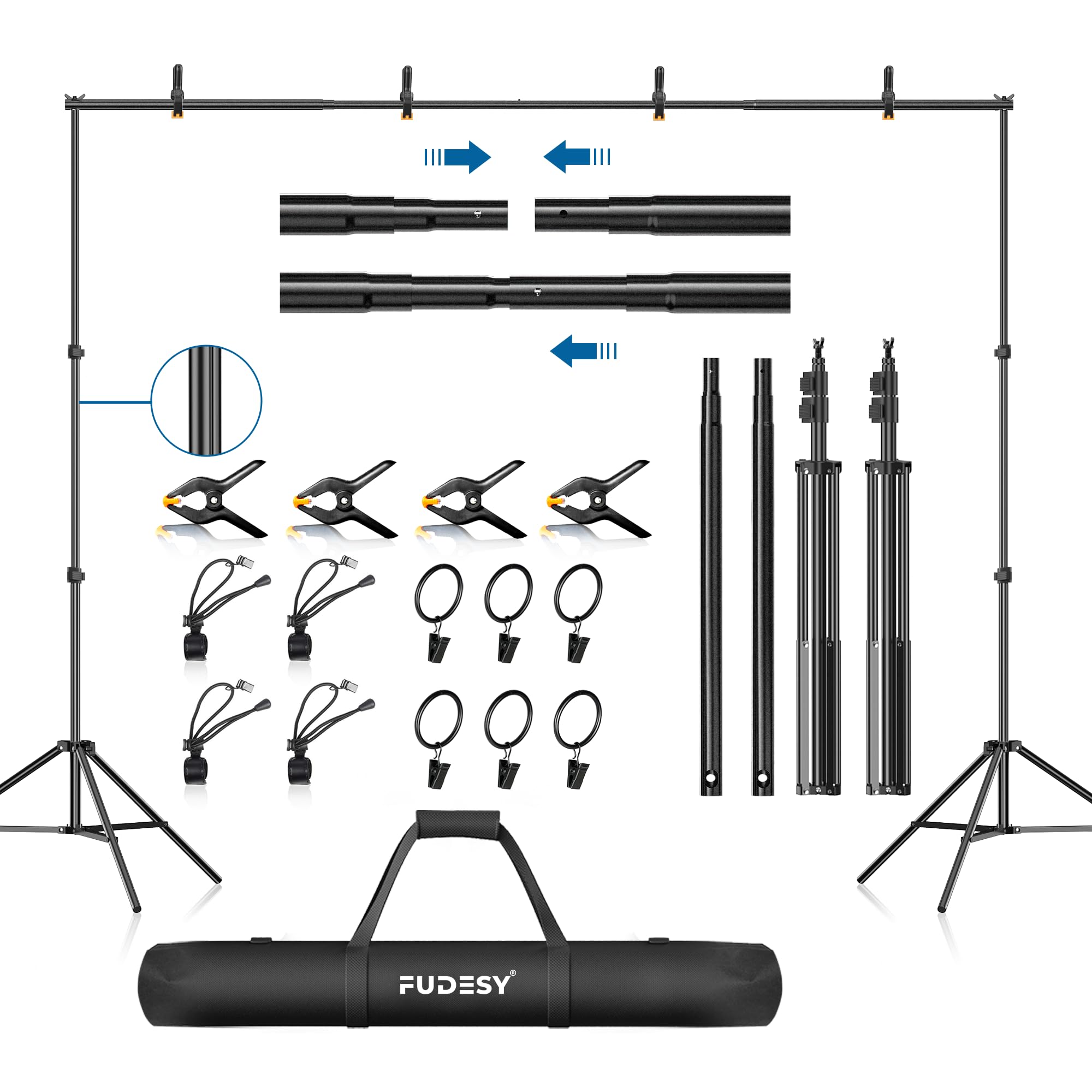 FUDESY Backdrop Stand 7x10Ft Adjustable Photography Background Support System Kit for Photo Video Studio with Carry Bag,Spring C