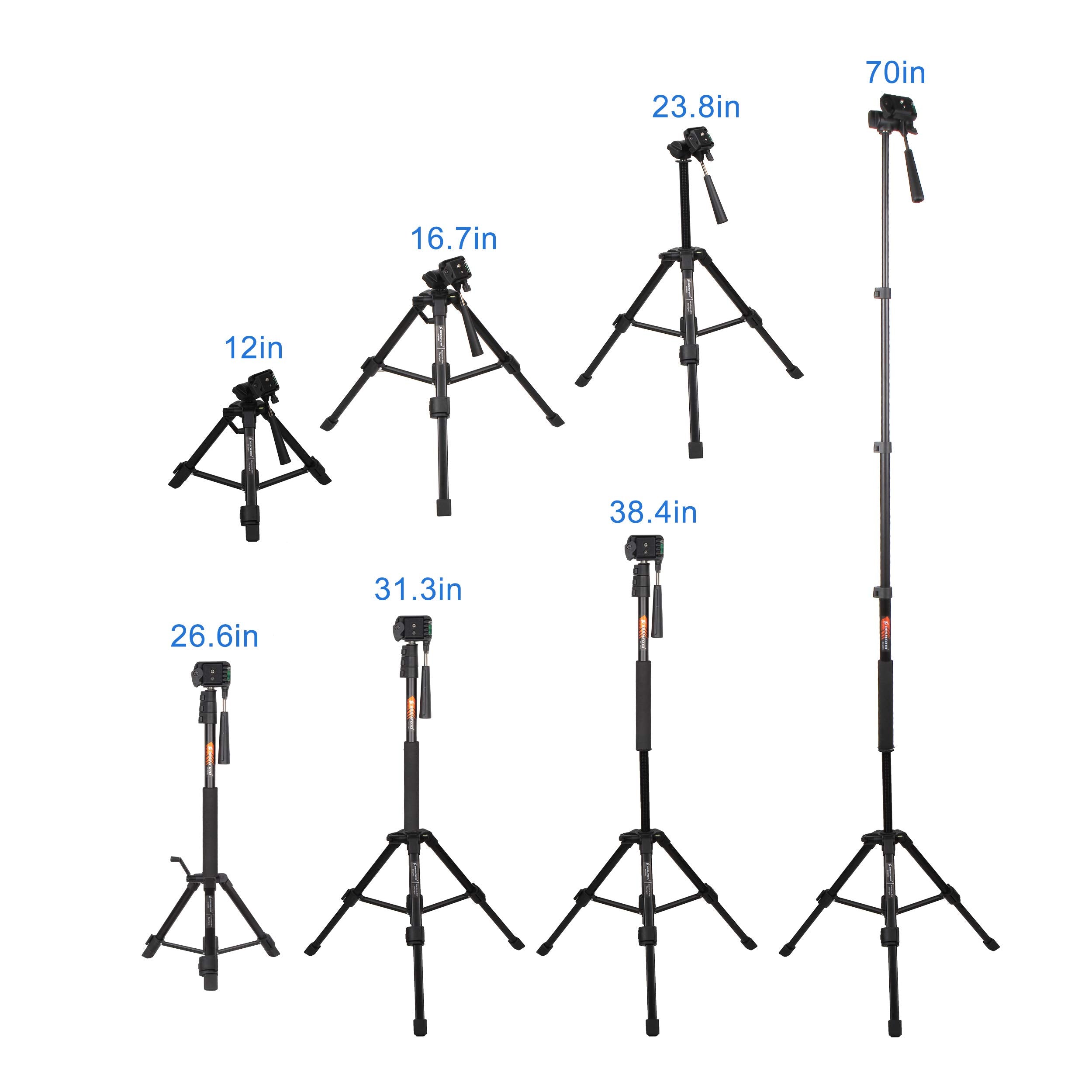 70 Inch Camera/Phone Tripod Monopod Aluminum Lightweight Compact For Travel Pan Head Qr Plate For Dslr Vlogging Camera With Phone Mount And Carrying Bag By Besnfoto