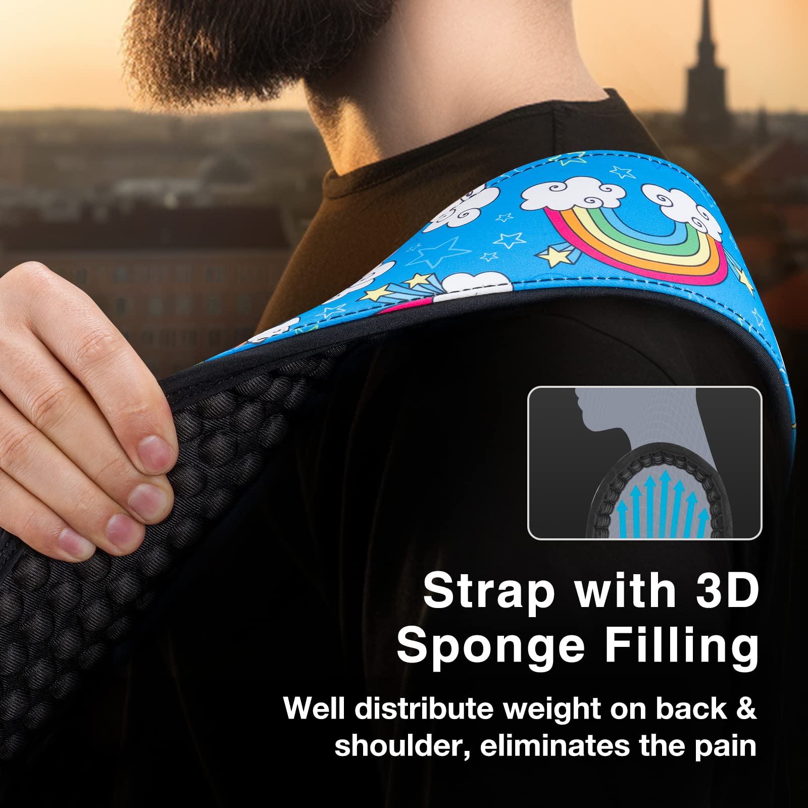 Lekato Guitar Bass Strap For Electric Guitar Bass, 3'' Wide Padded Guitar Strap Neoprene Pad With 3D Sponge Filling Adjustable L