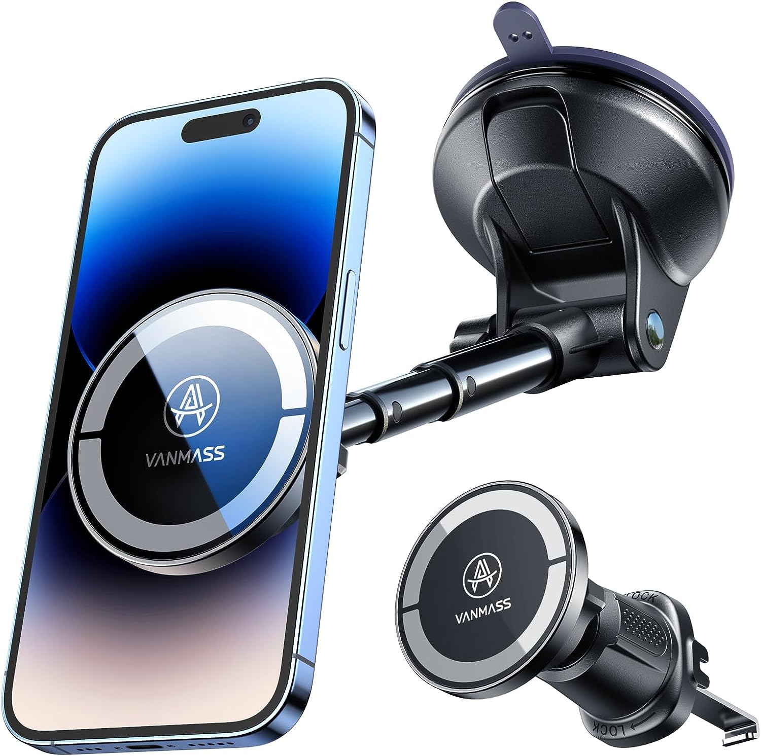 Vanmass Ultra Magnetic Car Phone Holder [2024 Strongest Magnet] For Magsafe Car Mount Suction Cellphone Stand For Dashboard Wind