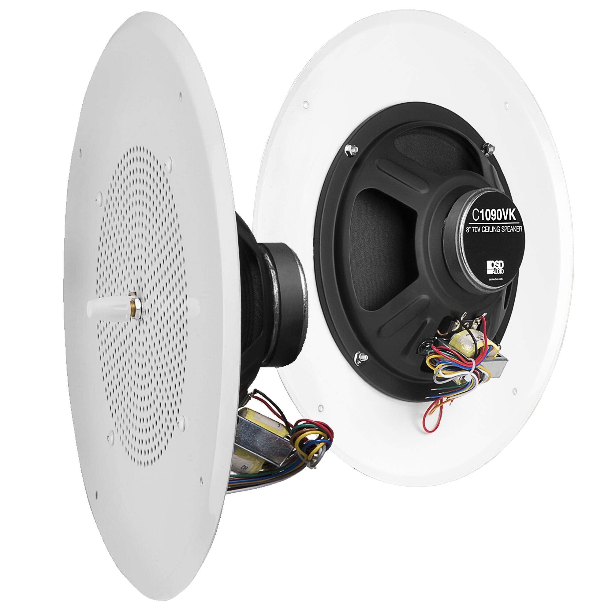 OSD Audio 8' Commercial 70V Ceiling Speaker w/Front Volume Control Knob Single White C1090