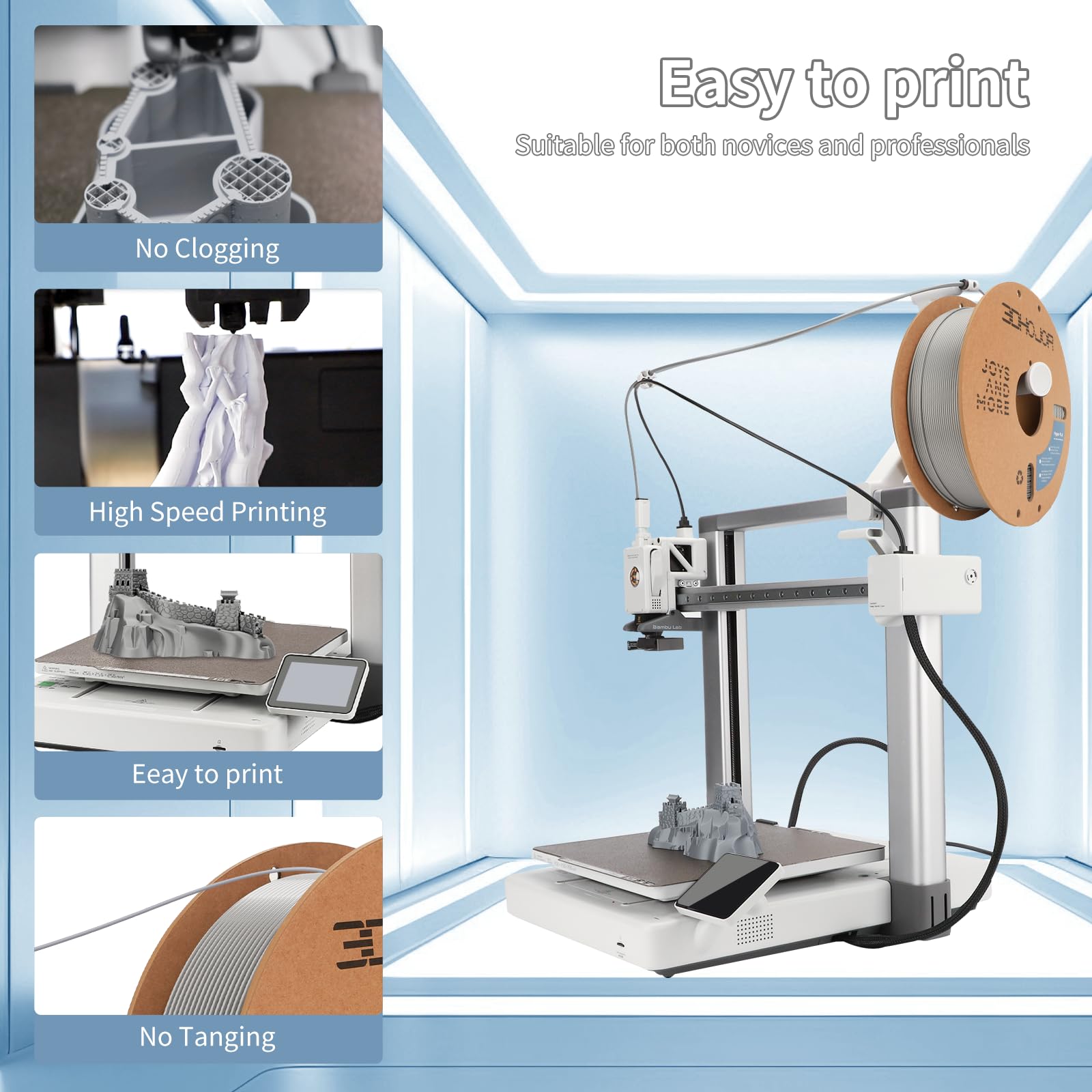 3Dhojor 3D Printer Filament Basic Pla 300Mm/S 1Kg Cardboard Spool (2.2Lbs),Dimensional Accuracy +/- 0.03 Mm Fit Most 3D Fdm Prin