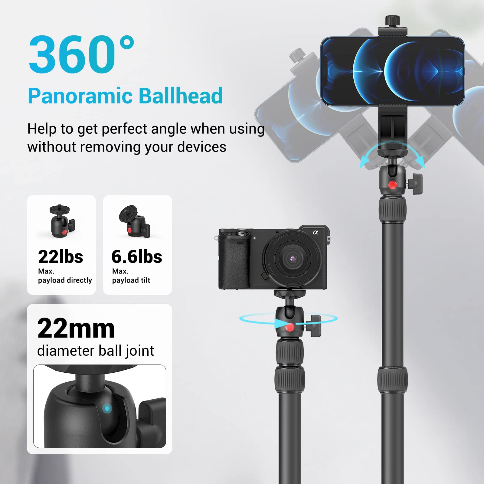 SmallRig Adjustable Camera Desk Mount Stand 15-35, Black Tabletop C Clamp for DSLR, Ring Light, Live Streaming, Photo Video Shooting