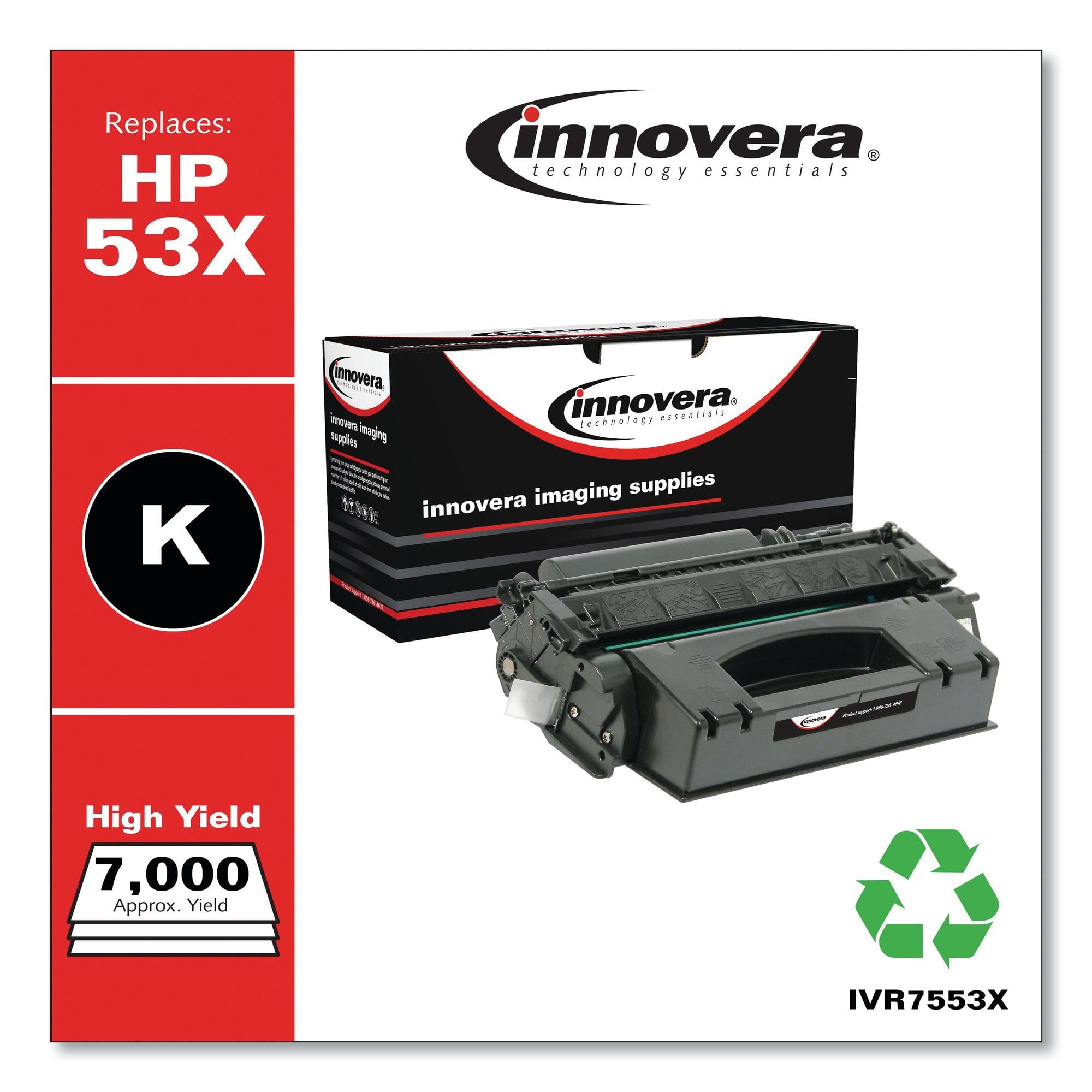 Innovera Remanufactured Black High Yield Toner, Replacement For 53X (Q7553X), 7,000 Page Yield