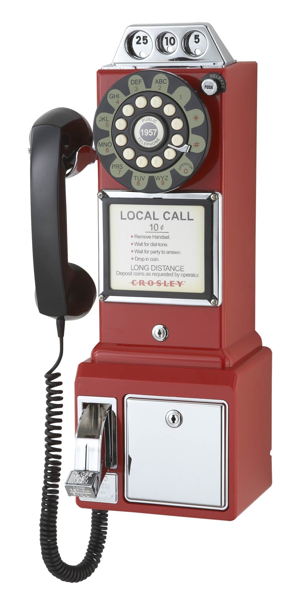 Crosley Cr56-Re 1950S Payphone With Push Button Technology, Red