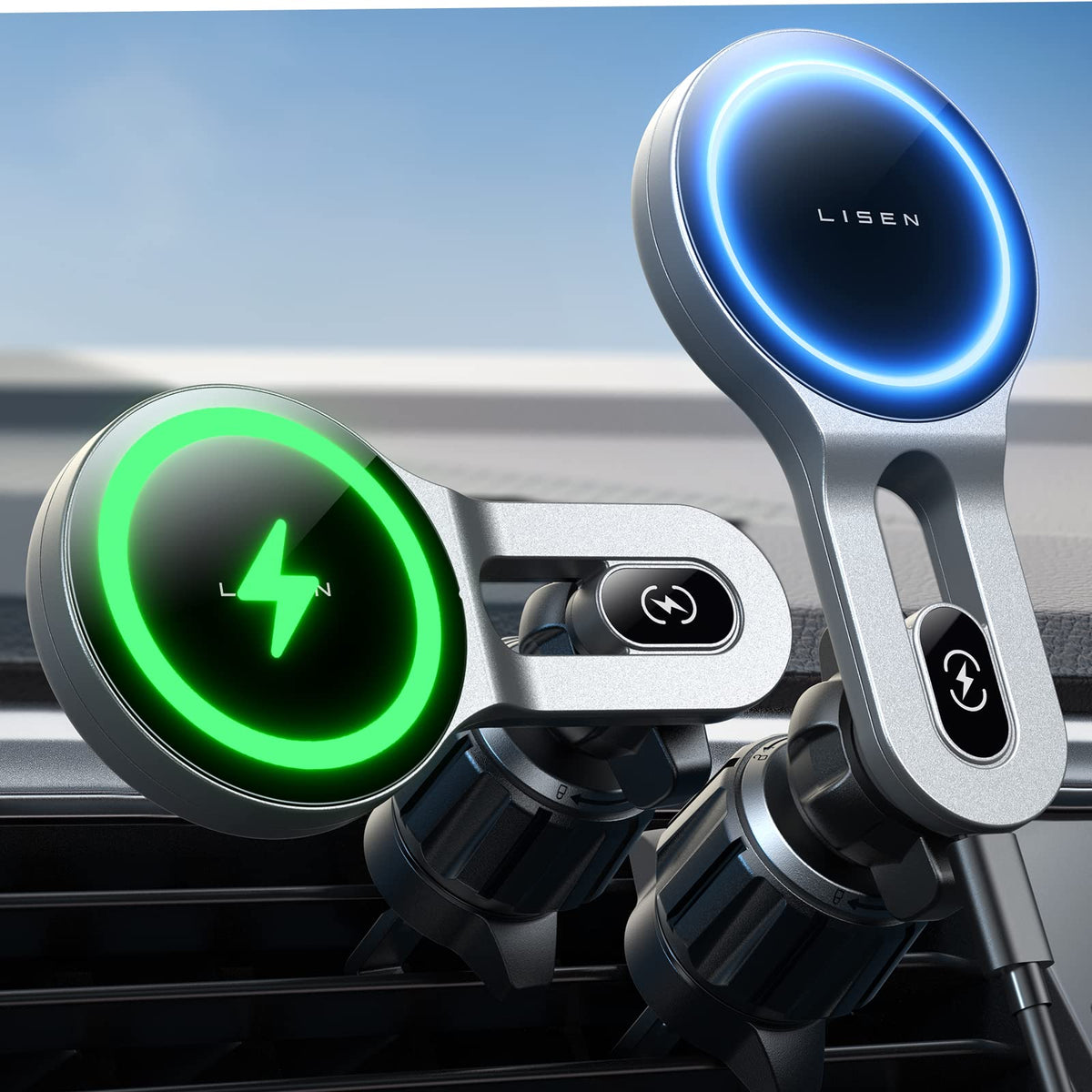 Lisen For 15W Magsafe Car Mount Charger [No More Heating] Iphone Wireless Car Charger Magnetic Phone Holder Mount, Car Phone Hol