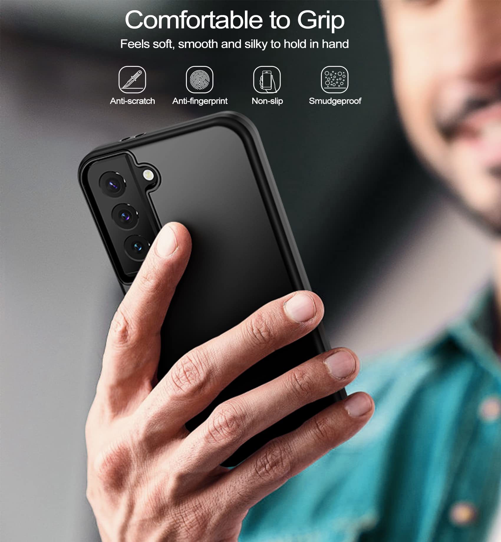 WeLoveCase Phone Case 3-in-1 Full Body Heavy Duty Shockproof Hybrid TPU PC Bumper for Samsung Galaxy S21 Black