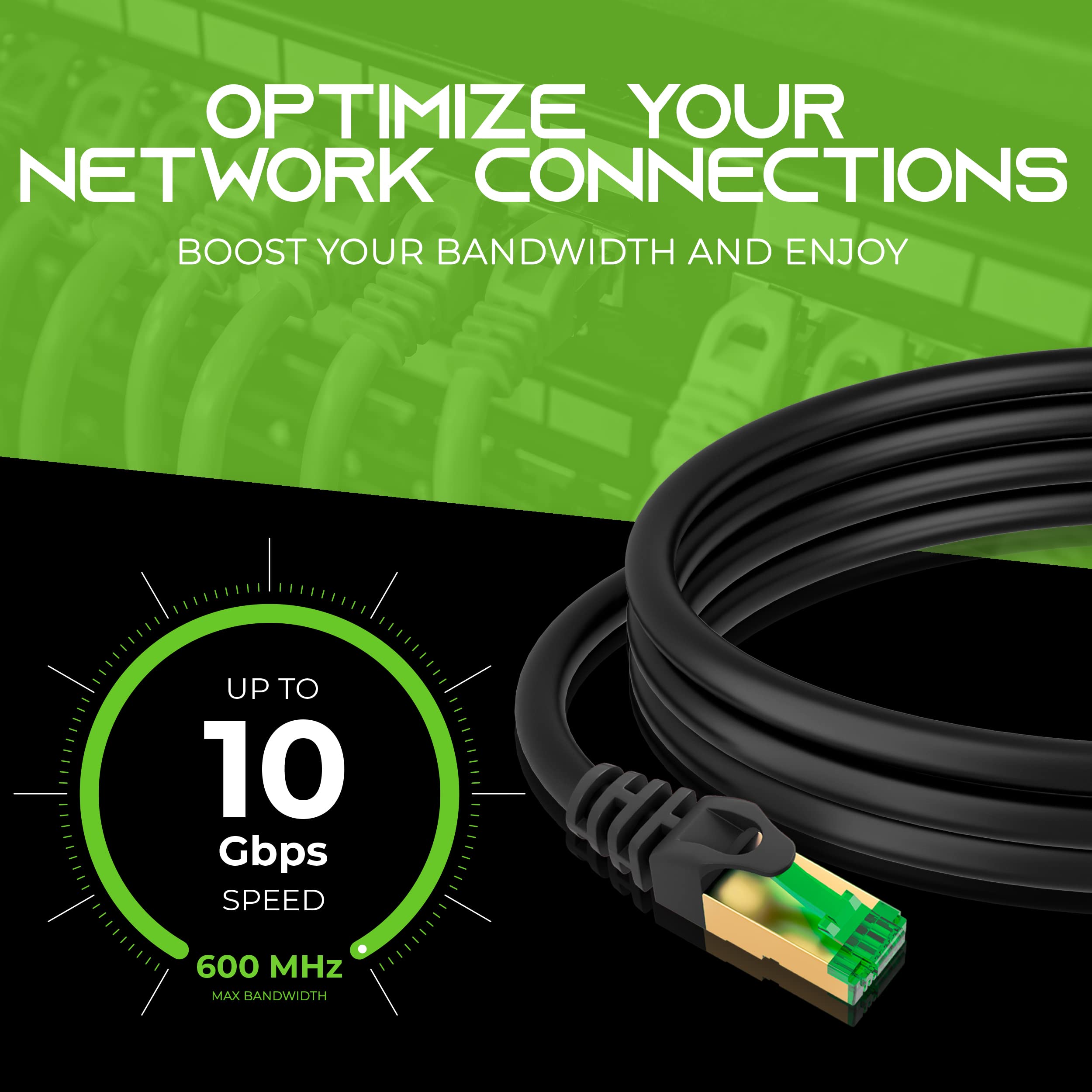 Gearit Cat7 Outdoor Ethernet Cable (25Ft) Sftp Shielded Foil Twisted Pair, Pure Copper, Lldpe, Waterproof, Direct Burial, In Gro