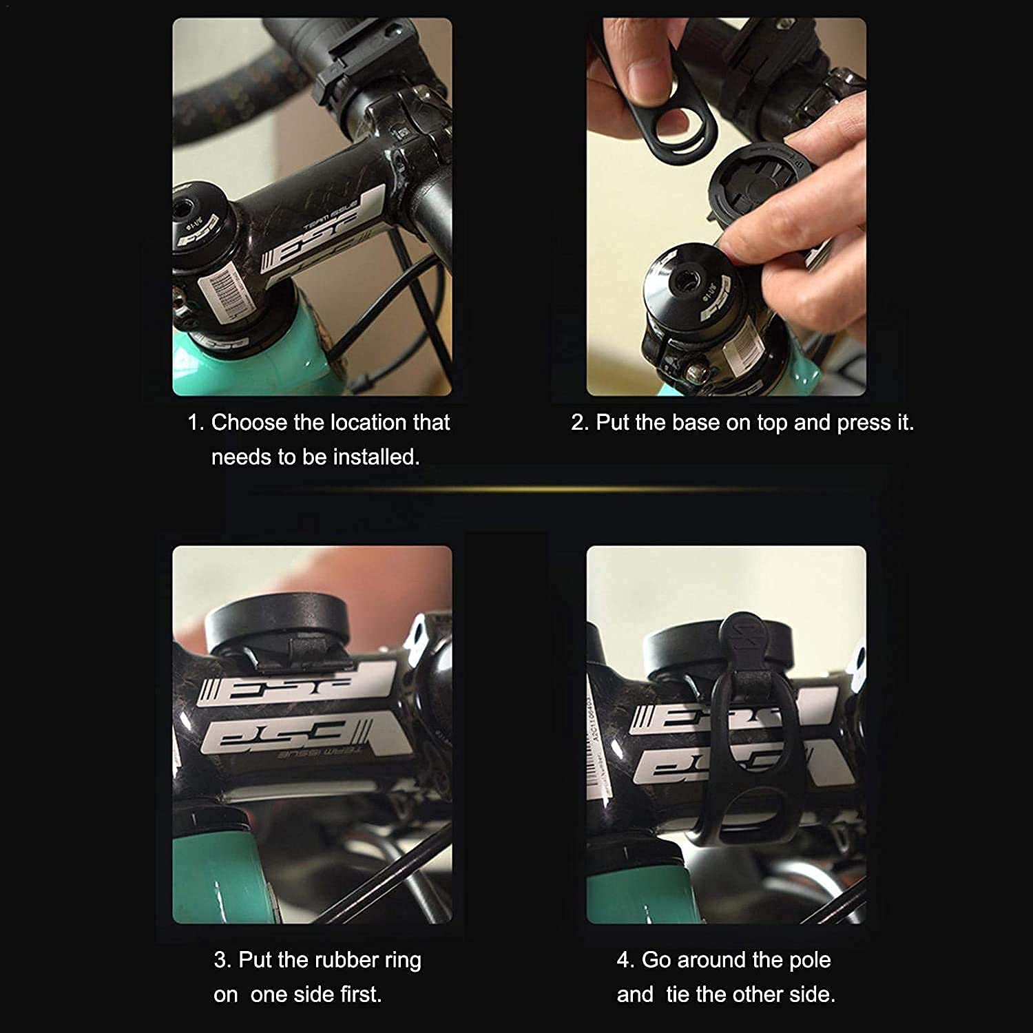 360 Degree Rotating Garmin Bike Mount Attached To Out Front Stem Handlebar For Edge Varia Igpsport Xoss Magene Blackbird