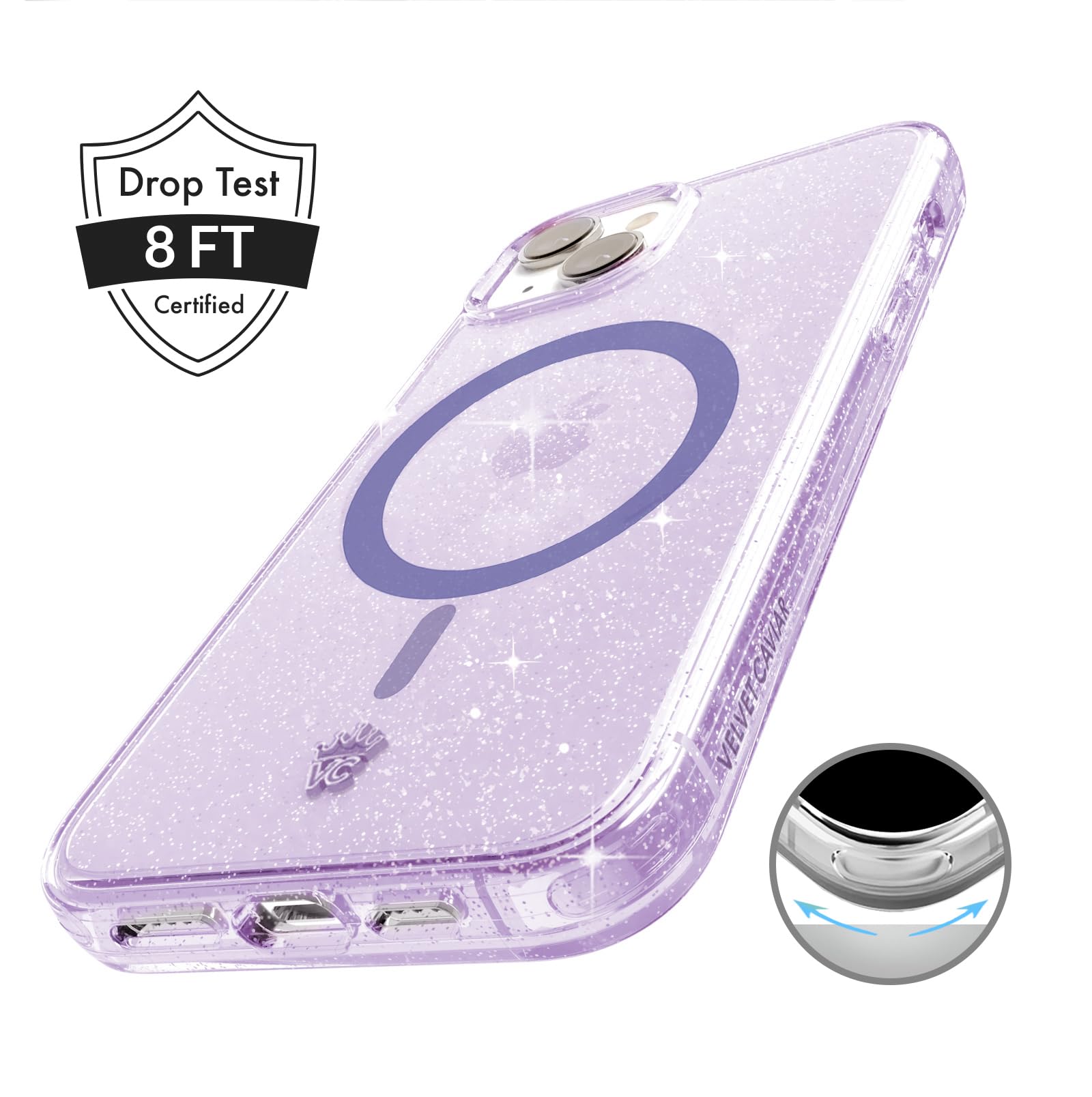 Velvet Caviar Compatible With Iphone 15 Plus Case Purple Glitter [8Ft Drop Tested] Compatible With Magsafe   Cute Protective Gir
