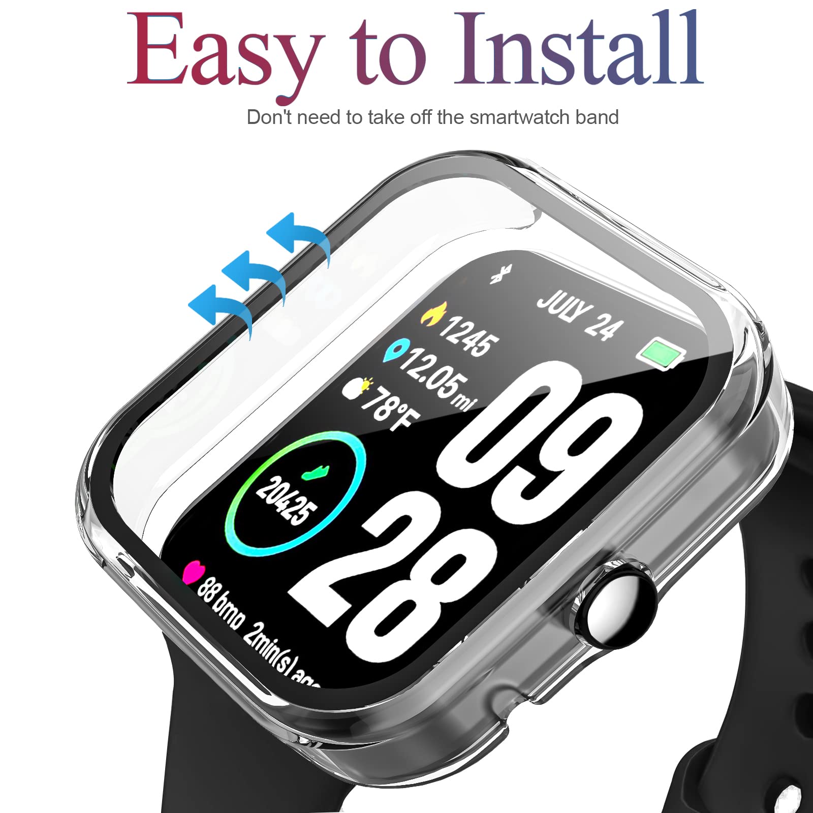 2 Pack Polyjoy Screen Protector Case Compatible With Tozo S2 44Mm Smartwatch, Hard Pc Protective Bumper Case Cover For Tozo S2 1