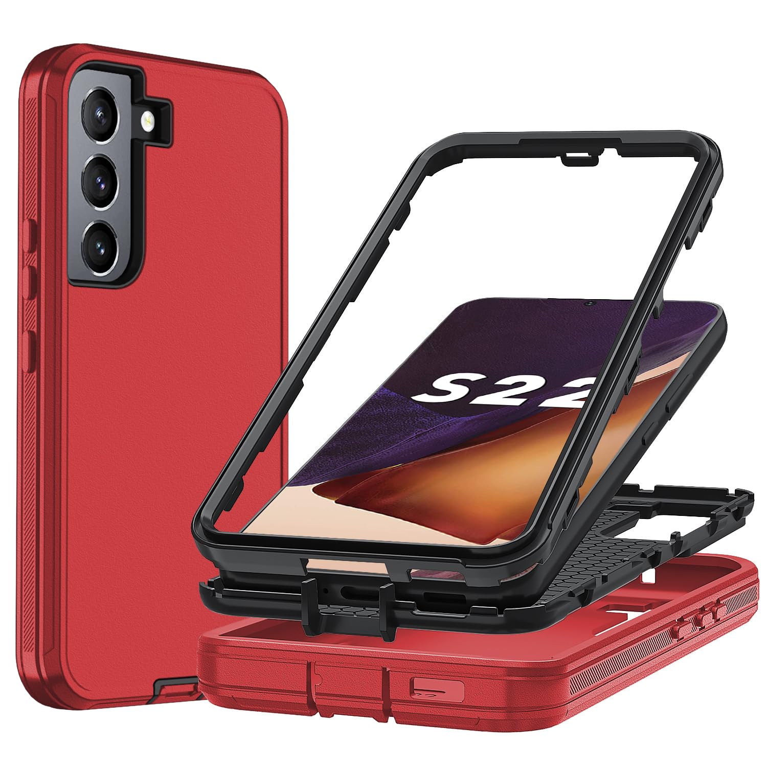 Ylzhe for Samsung S22 Case,Samsung Phone Case S22 Grade Drop Protection,Shockproof & Dropproof 3-Layer Cover [No Screen Protecto