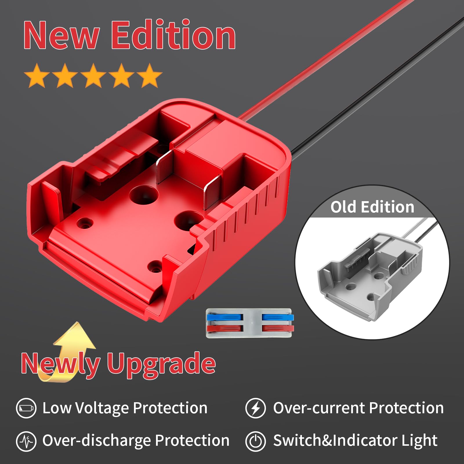 Kzreect Battery Adapter With Switch, Over Discharge Protection, Compatible With Milwaukee 18V Battery, Converter For Diy Rc Car