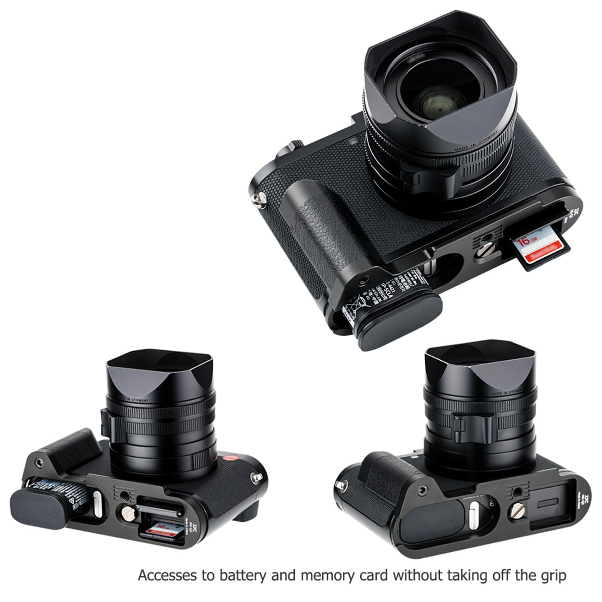 JJC Leica Q2 Camera Hand Grip Anti-Slip Aluminum Black Arca Swiss Quick Release Tripod Mount