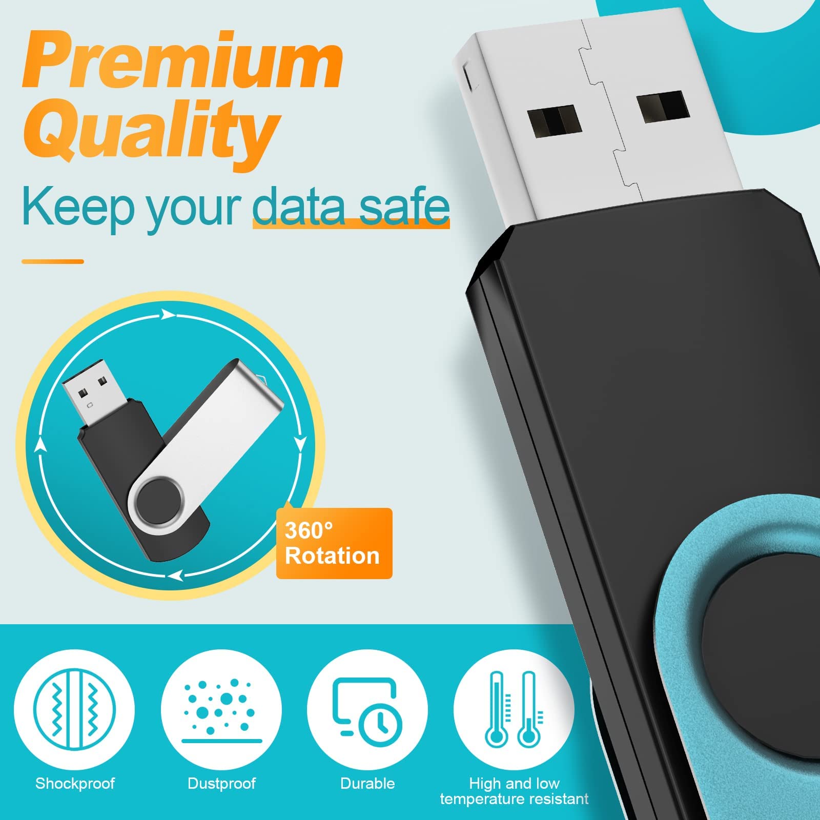 Thumb Drive 32Gb 10 Pack Flash Drives Bulk, Kepmem Metal Swivel Usb 3.0 Memory Stick 32 Giga Pen Drive Colorful Jump Drive 32 Gb