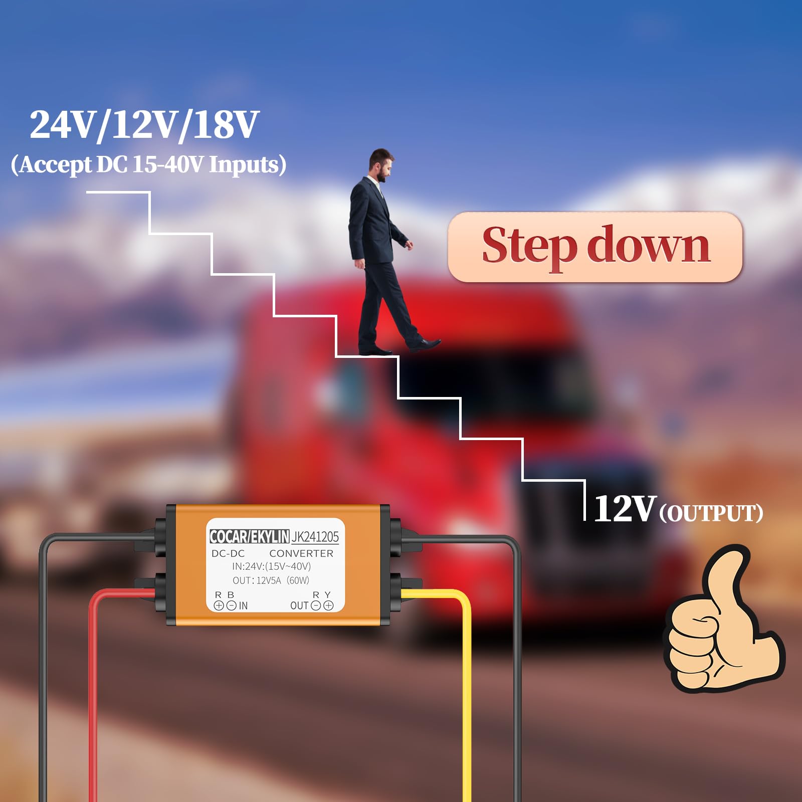 24V To 12V Converter, More Safe 18V To 12V Step Down Converter 5A 60W, Dc To Dc Converter With Output Overcurrent Protection For