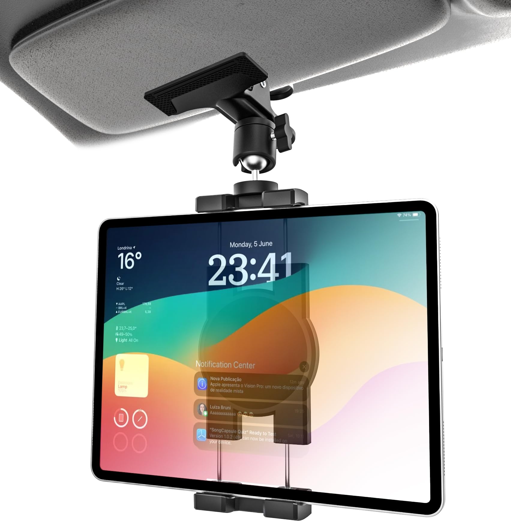 Gdzn Rotatable Sun Visor Tablet Holder, Universal Multi-Used Car Tablet Mount Clip With 1/4'' Screw For Ipad Pro Air Mini, Galax