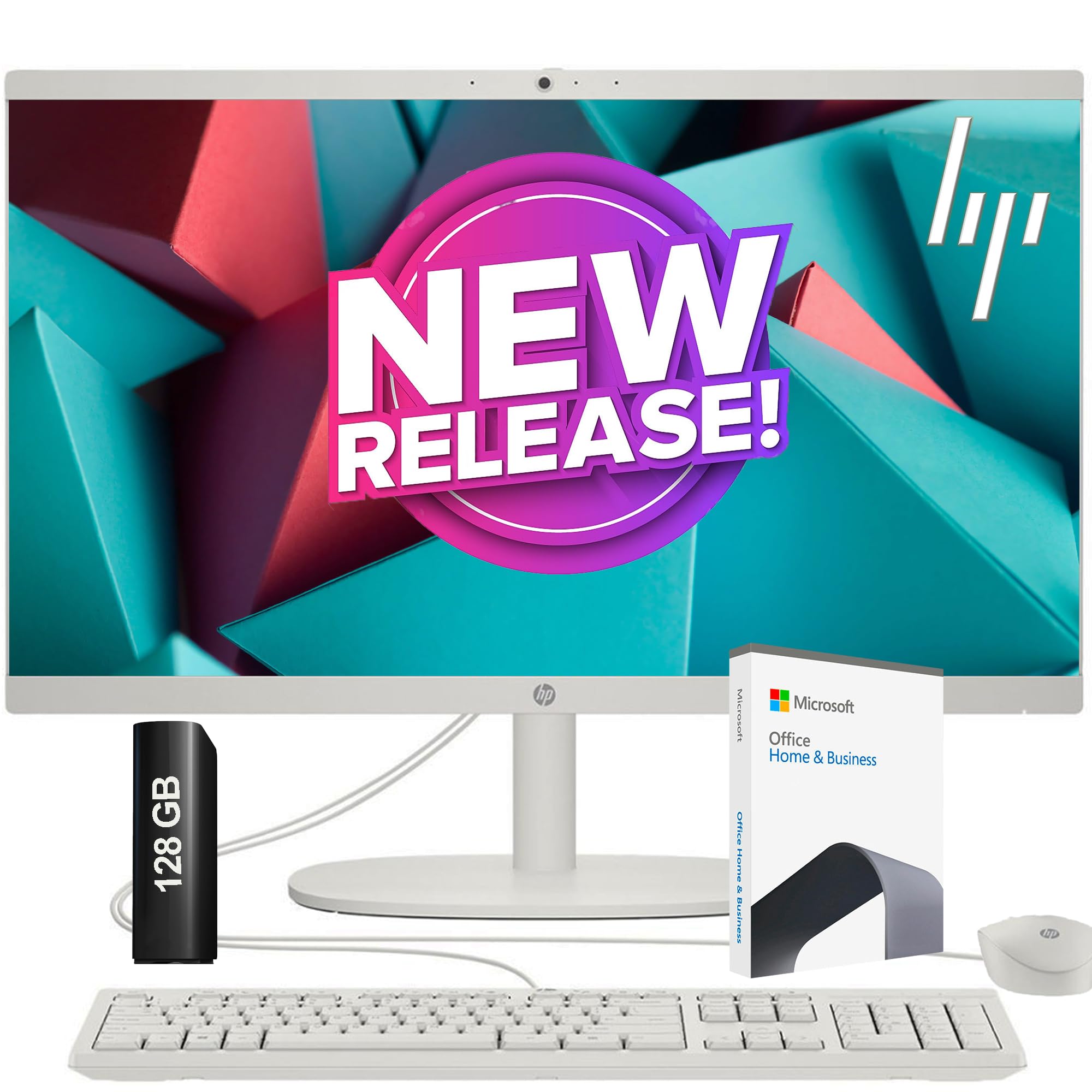 Hp New Version All-In-One Desktop| 22'' Fhd Display| Intel Dual-Core Processor| 40Gb Ram| 1Tb Pcie Ssd| 128Gb External Drive & M