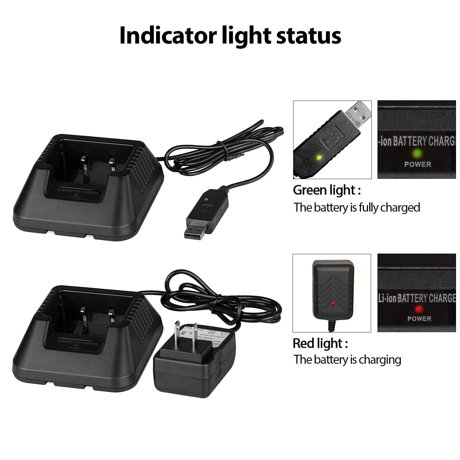 Uv-5R Bf-F8H Charger More Usb Cable Charger With Indicator Light For Two Way Radio Uv-5R Series Dm-5R By Tenway