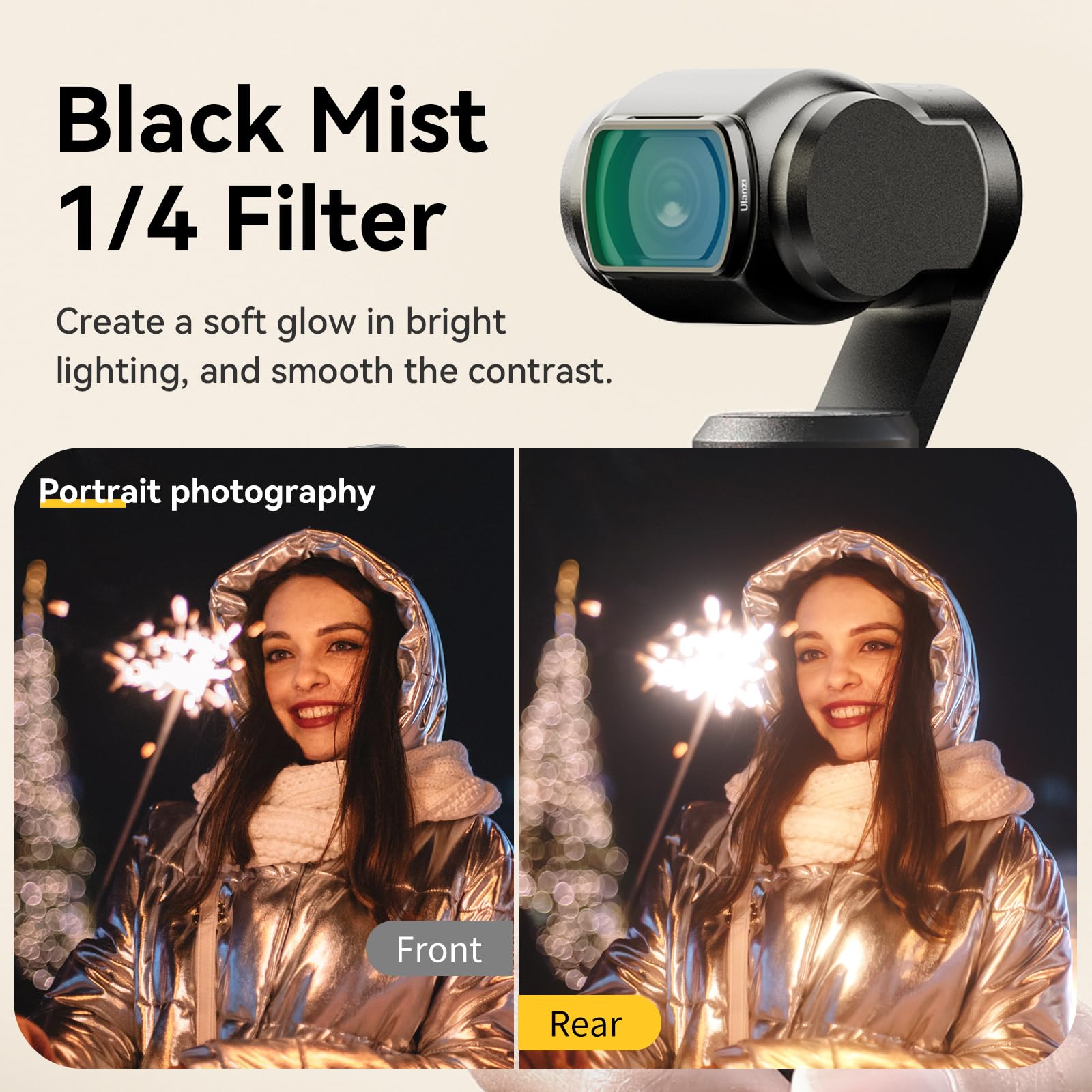 ULANZI PK-01 Magnetic Black Mist Filter for DJI Osmo Pocket 3 HD Optical Glass Aluminum