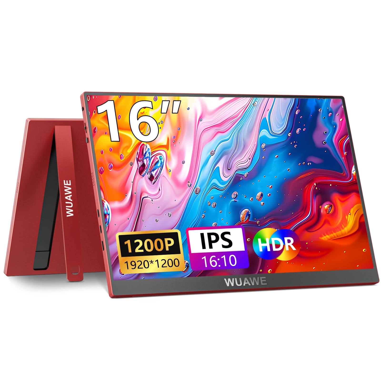 Portable Monitor 16'' 1200P 16:10 Ips Travel Monitor For Laptop With Built In Stand,Usb C Hdmi External Portable Monitor For Lap