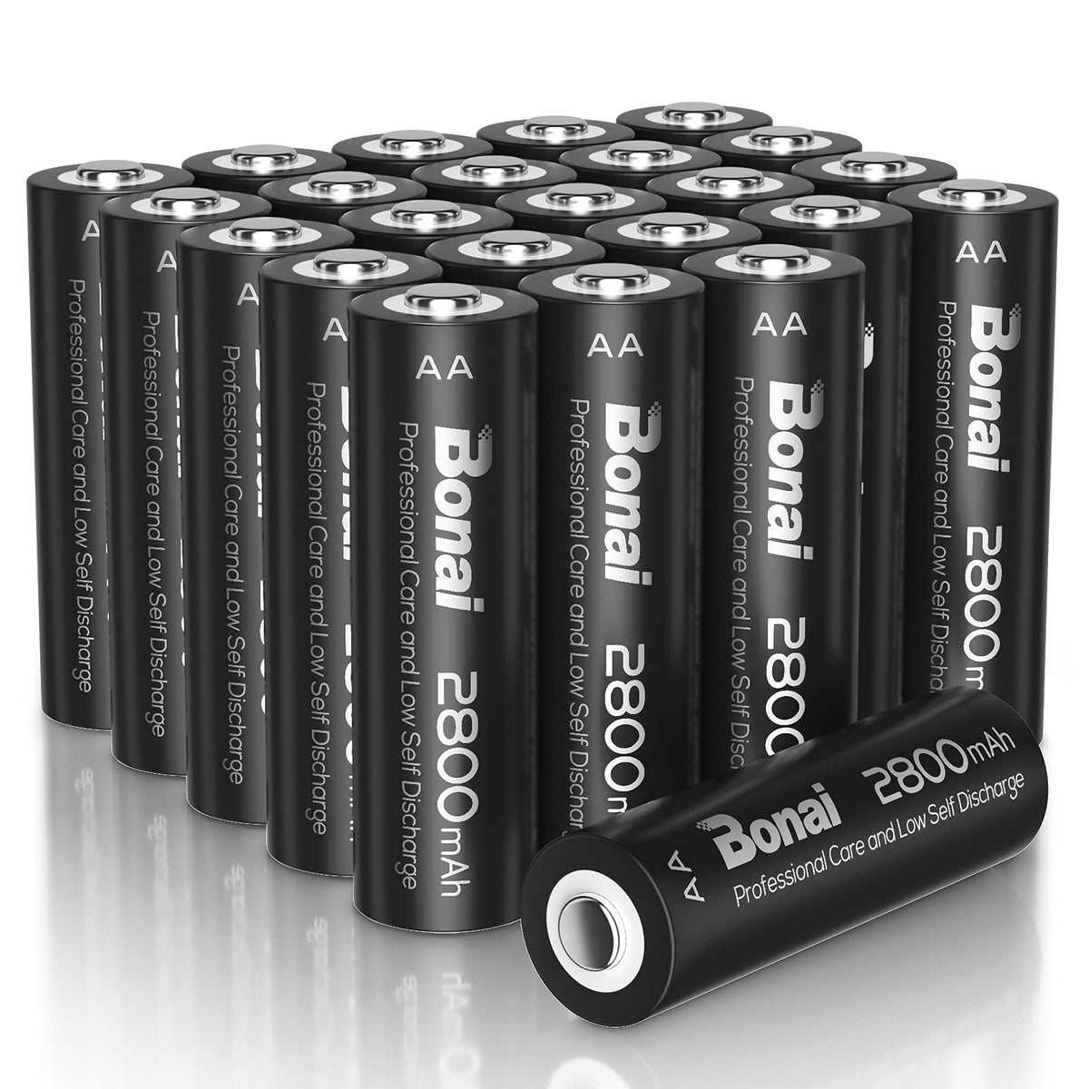 Bonai Aa Rechargeable Batteries High Capacity 2800Mah 12V Nimh Battery Low Self Discharge Pre Charge Double Aa Battery 24 Count