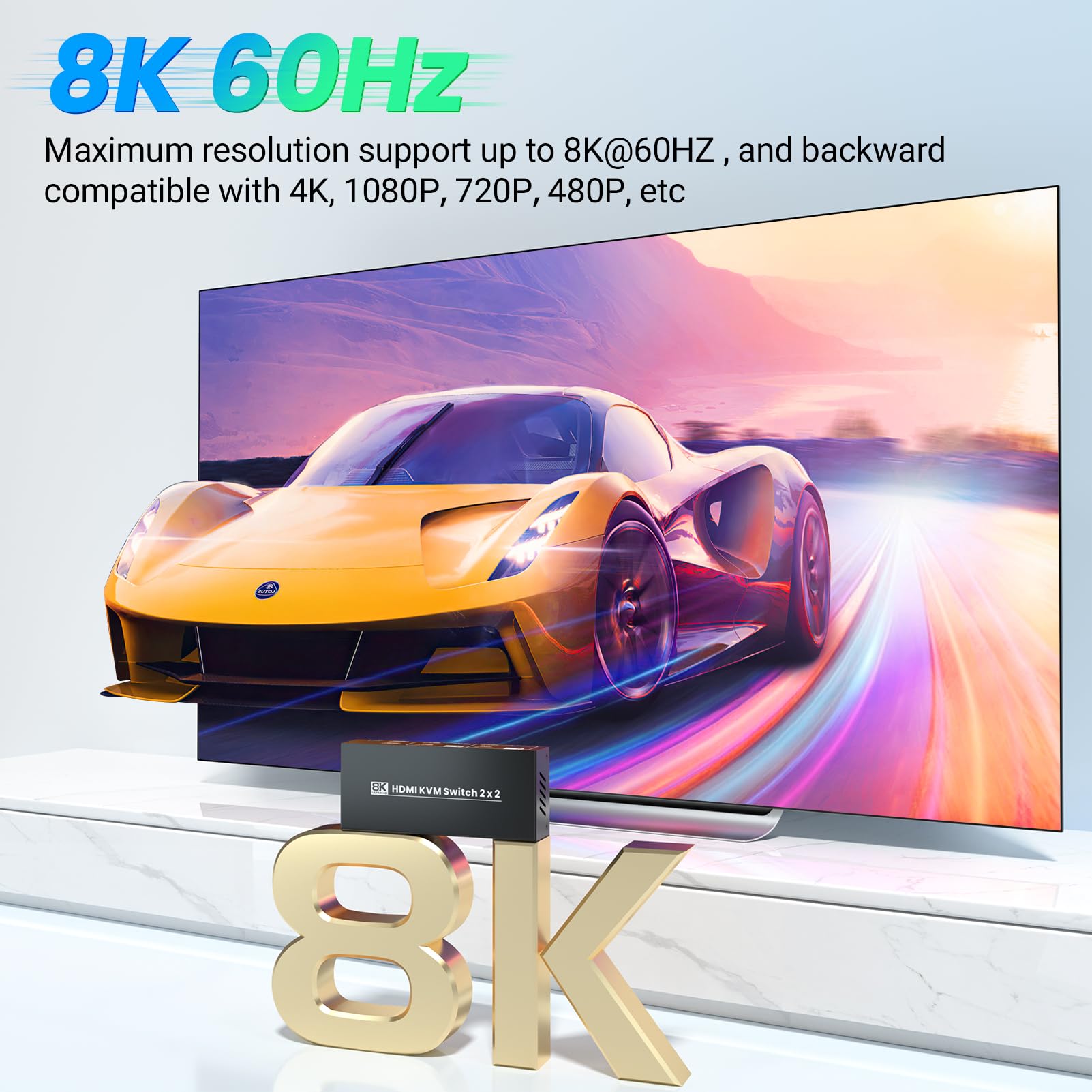 8K60Hz Hdmi Kvm Switch 2 Monitors 2 Computers, 4K120Hz Usb 3.0 Dual Monitor Hdmi Kvm Switcher 2 In 2 Out For 2 Pc Share Two Moni
