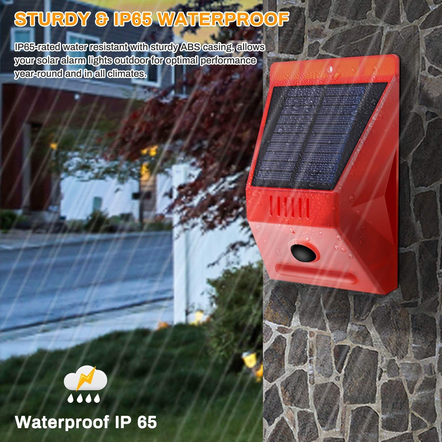 Chunhee Solar Alarm Strobe Light With Remote Control Motion Sensor Detector Outdoor Alarm 129Db Sound Security Siren Ip65 Waterproof Protected For Your Home, Villa, Baren, Farm, Yard, 2 Pack