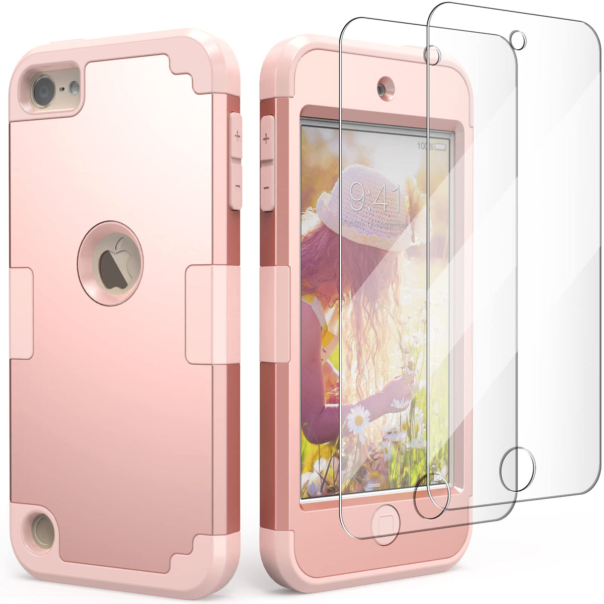 Idweel For Ipod Touch Case With 2 Screen Protectors, 3 In 1 Hard Pc Case + Silicone Shockproof For Kids Heavy Duty Hard Case Cov