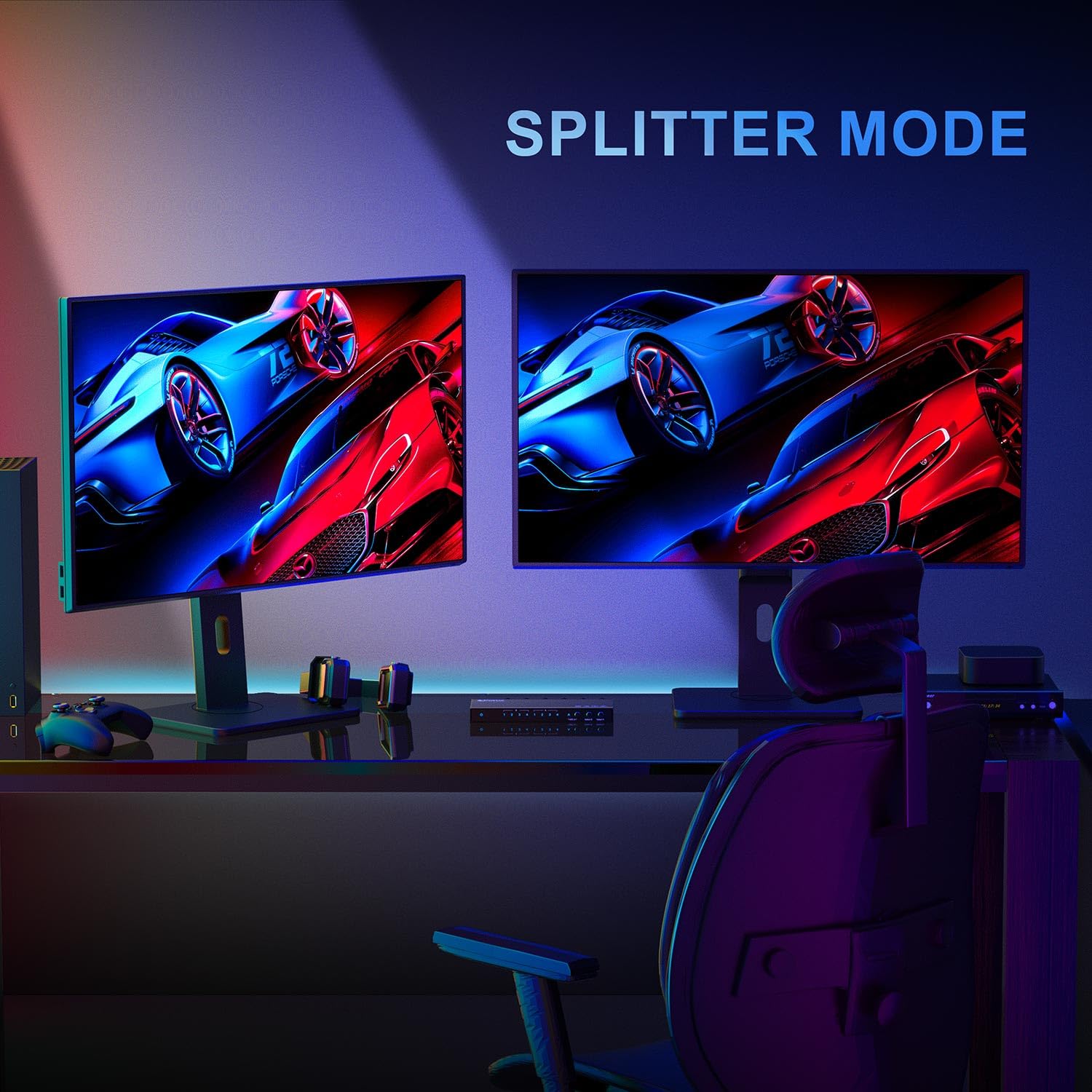 4K 60Hz Hdmi Matrix 4X2, Portta 4 In 2 Out Switch Splitter With Toslink 3.5Mm Audio Extractor, Arc, 16 Edid Modes, 4K Downscale,