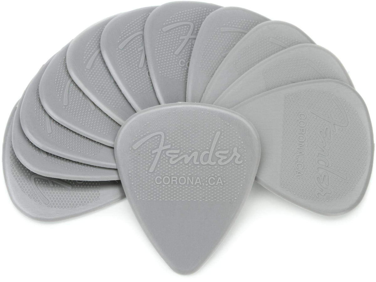 Fender Nylon Guitar Picks 351 Shape, Guitar Accessories, Gray, 0.73Mm, 12 Pack