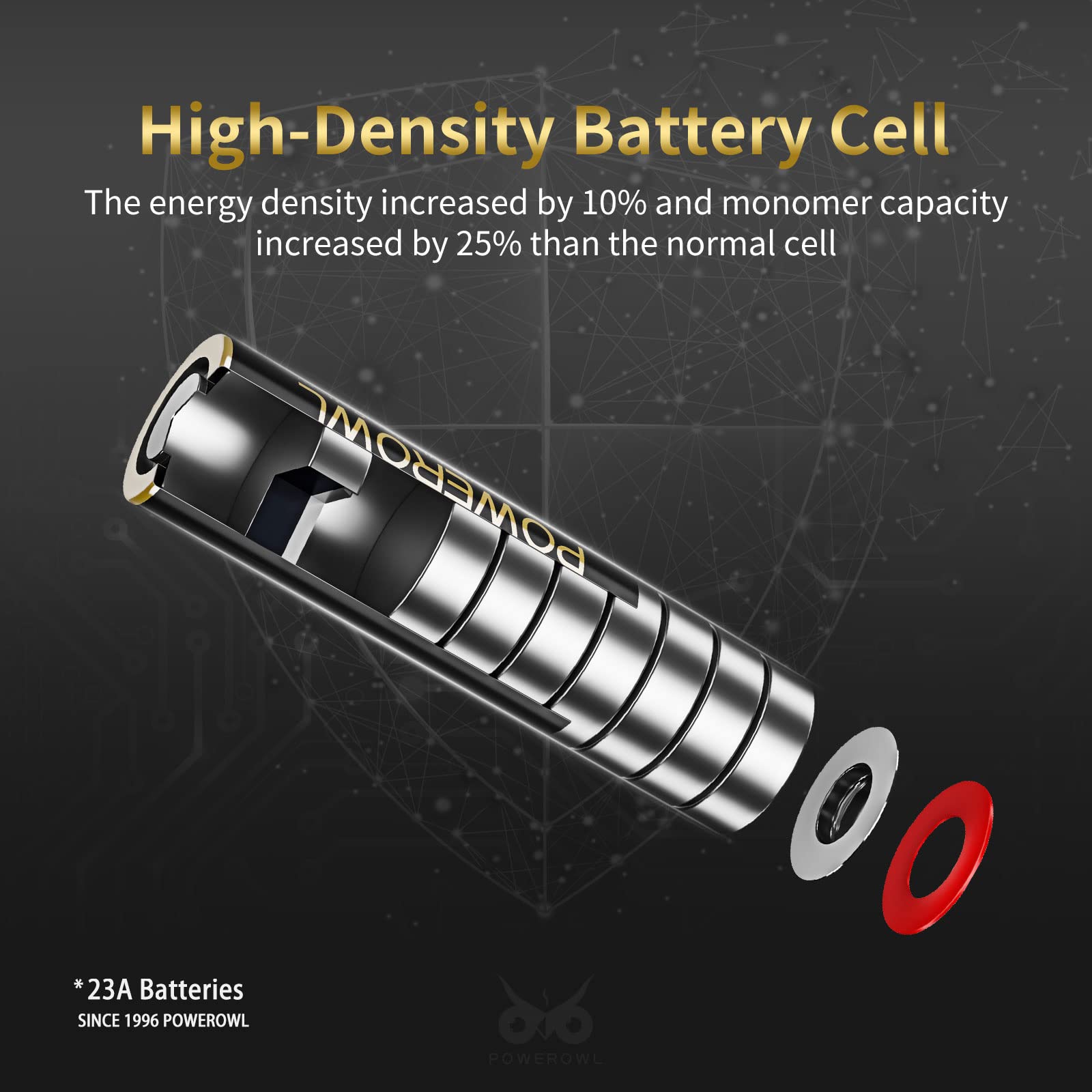 Powerowl High Capacity A23 Batteries 6 Pack, Premium Alkaline 21/23 23A 12V Battery