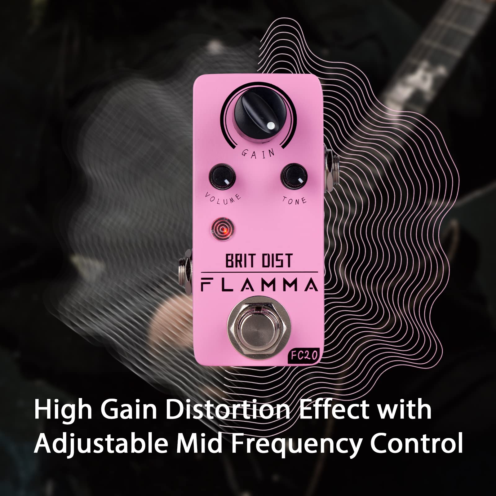 Flamma Fc20 Distortion Pedal Electric Guitar Pedal High Gain Distortion Effect With Adjustable Mid Frequency Control True Bypass
