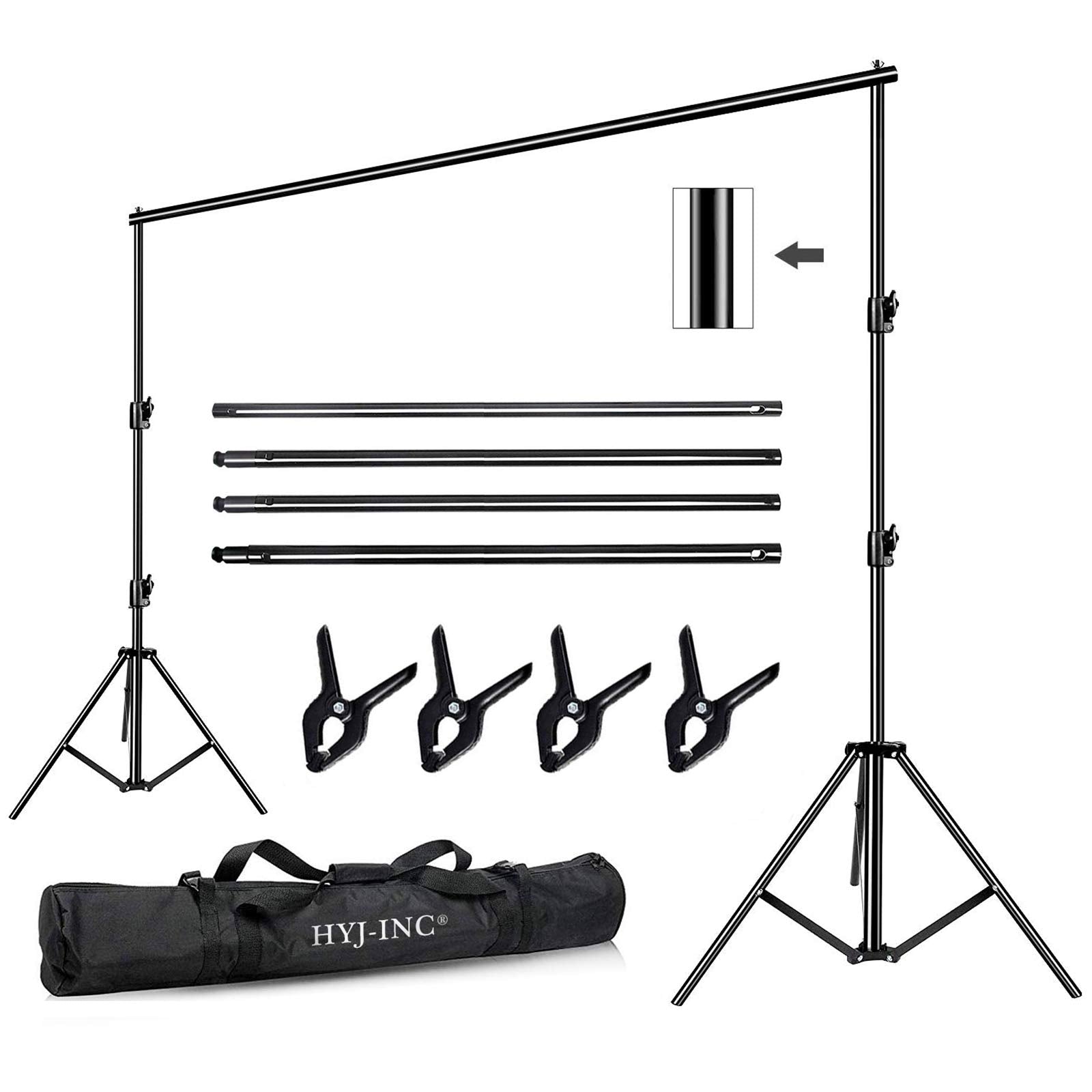 Hyj Inc 12Ft X 10Ft Photo Video Studio Heavy Duty Adjustable Photography Muslin Backdrop Stand Background Support System Kit Wit