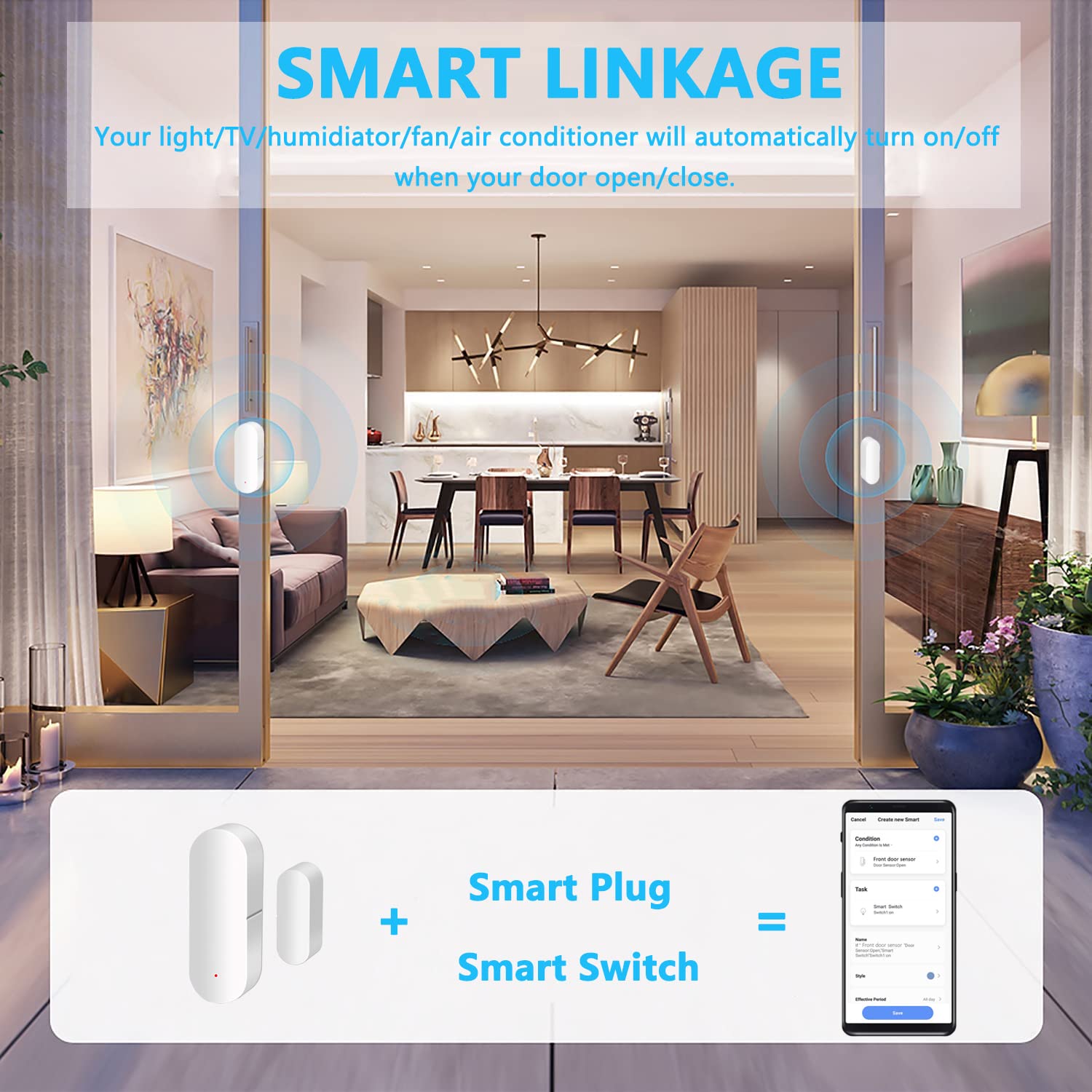 Wifi Door Sensor, Smart Window Contact Sensor Detector For Home Security, Wireless Window Door Sensor Alarm Compatible With Alex