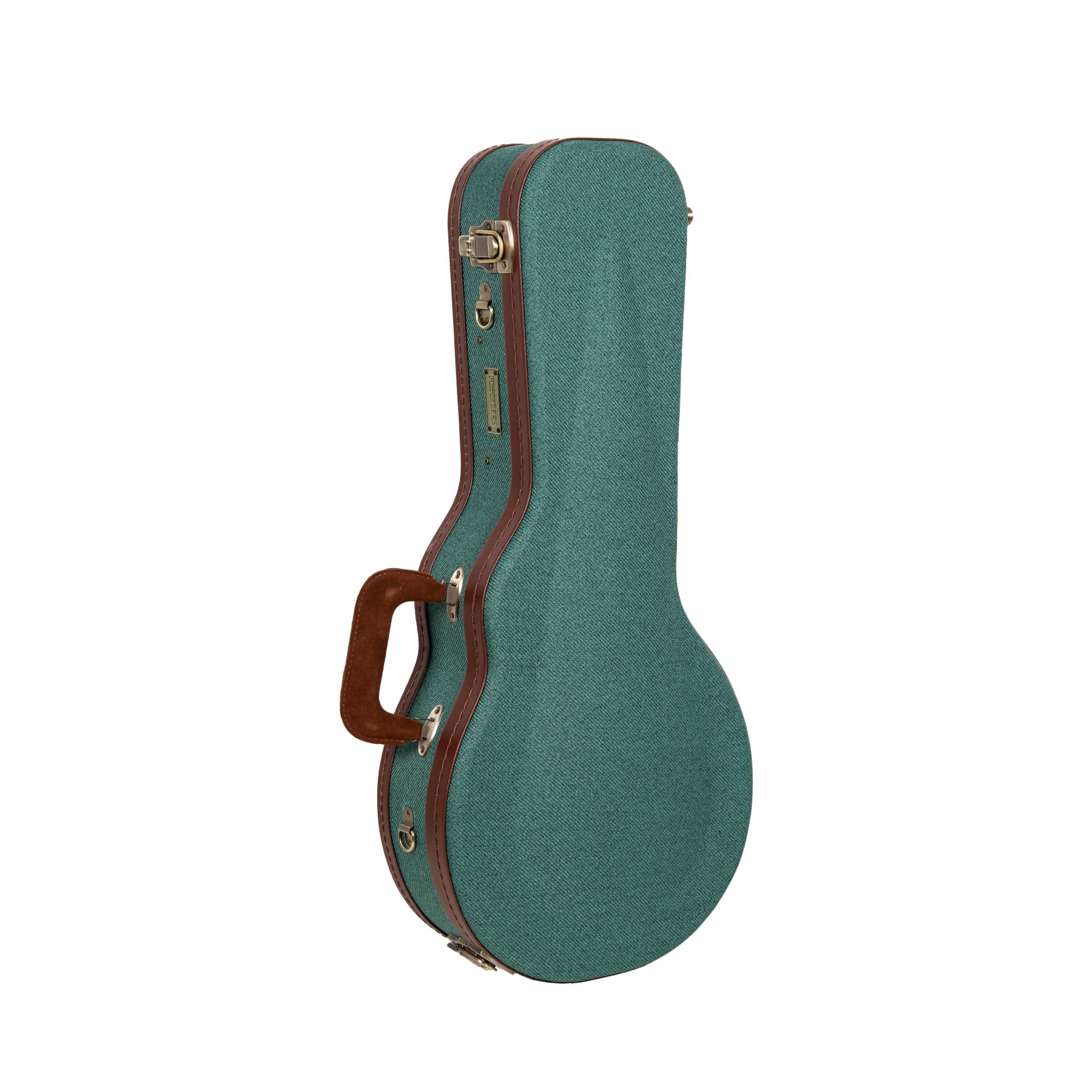 Crossrock Master Series F-Style Mandolin Case | Malachite Blue Tweed Exterior, Re-Engineered Wooden Shell, Leather Handle, Backp