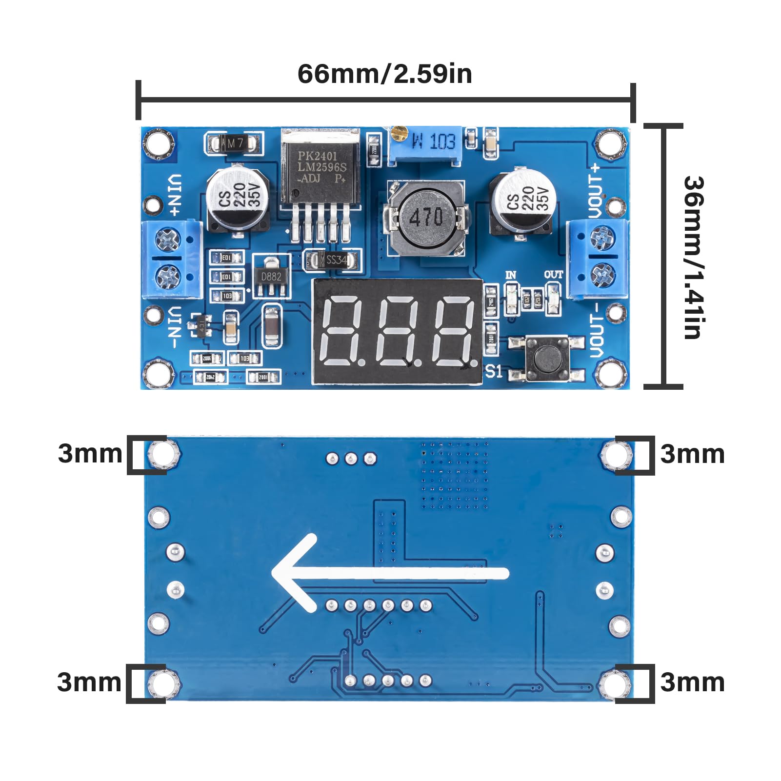 Jtarea Lm2596 Lm2596S Dc Dc Buck Converter Voltage Adjustable Dc To Dc 4.0 40V To 1.25 37V 2A Power Supply Module With Led Voltm