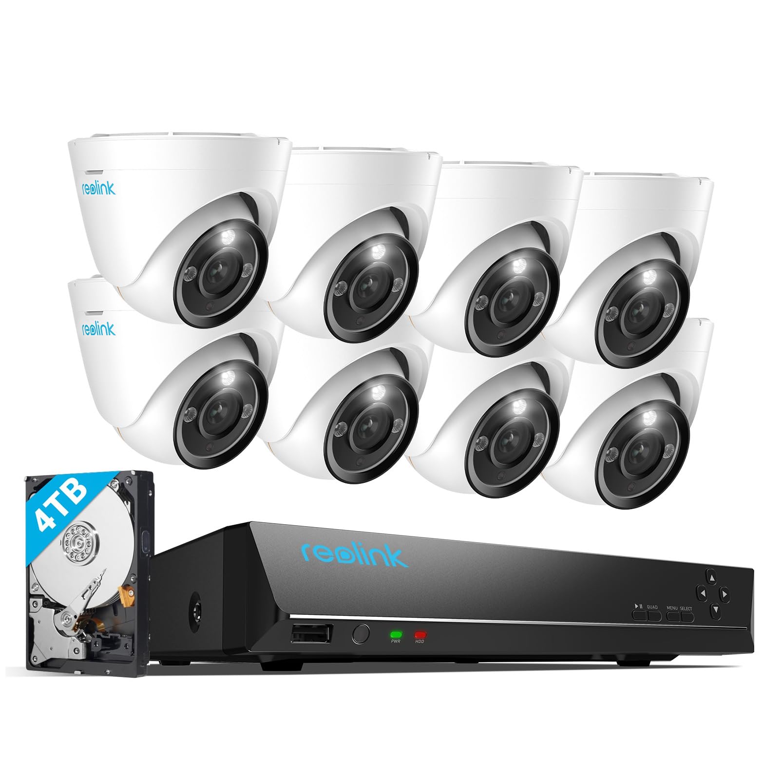 Reolink 12Mp Poe Security Camera System, 8Pcs H.265 12Mp Security Cameras Wired, Person Vehicle Pet Detection, Two Way Talk, Spo